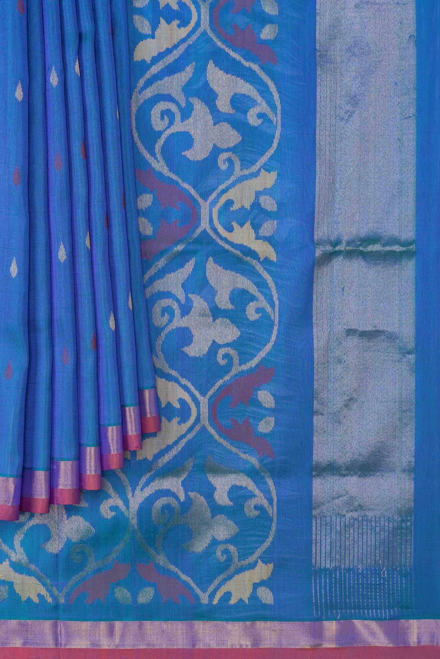 Peacock Blue Dual Tone Uppada Silk Saree