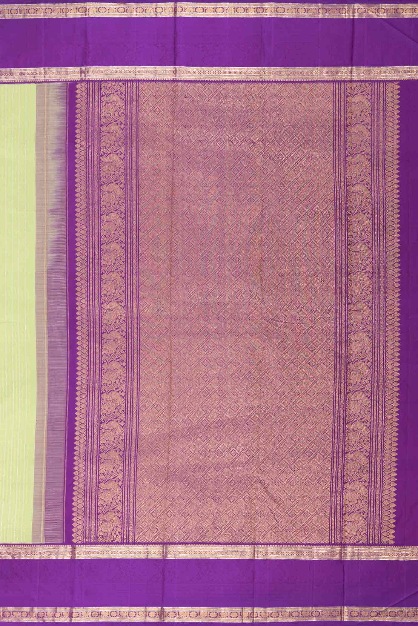 Pure Silk Pure Zari Pista Green Kanchipuram Saree