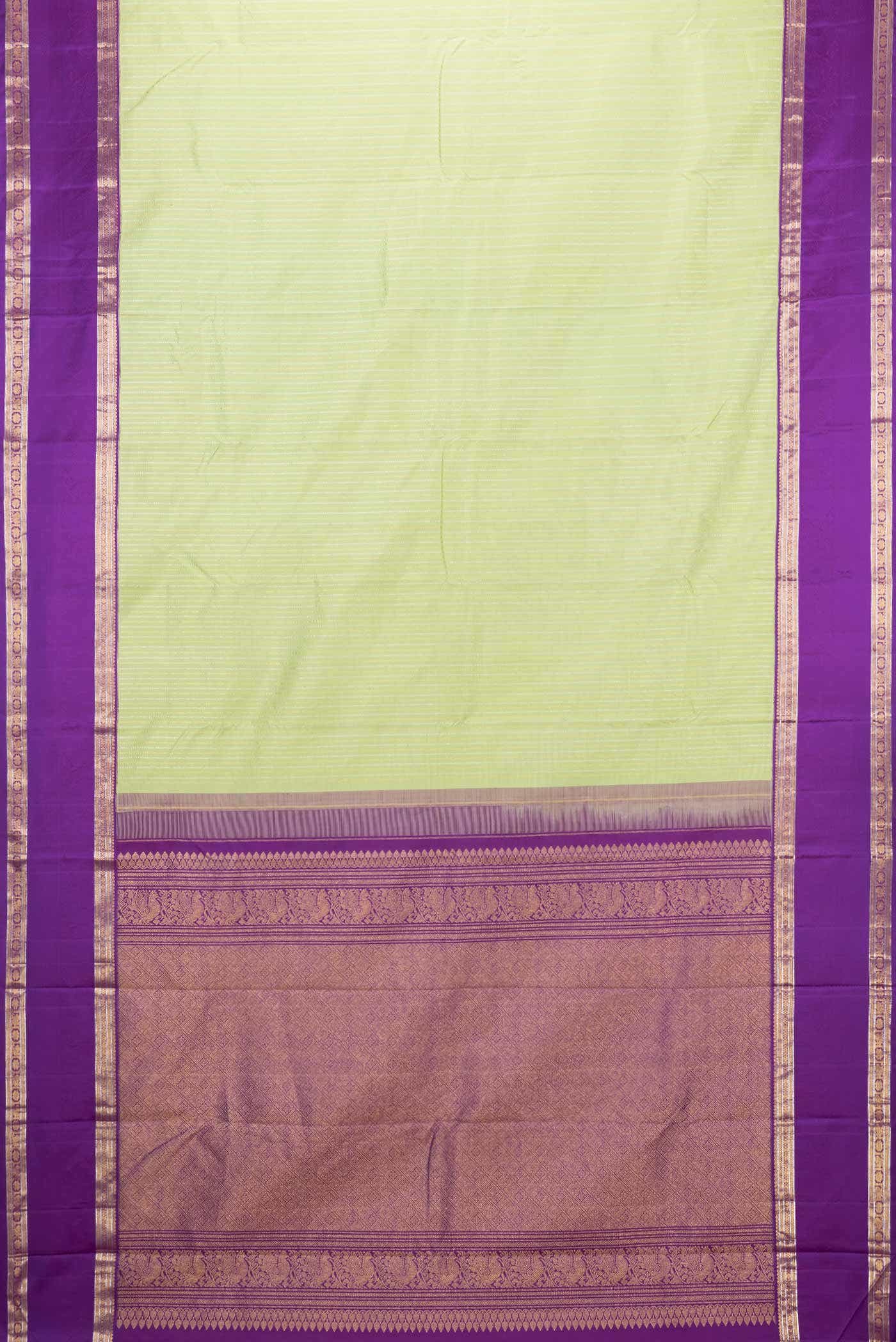 Pure Silk Pure Zari Pista Green Kanchipuram Saree