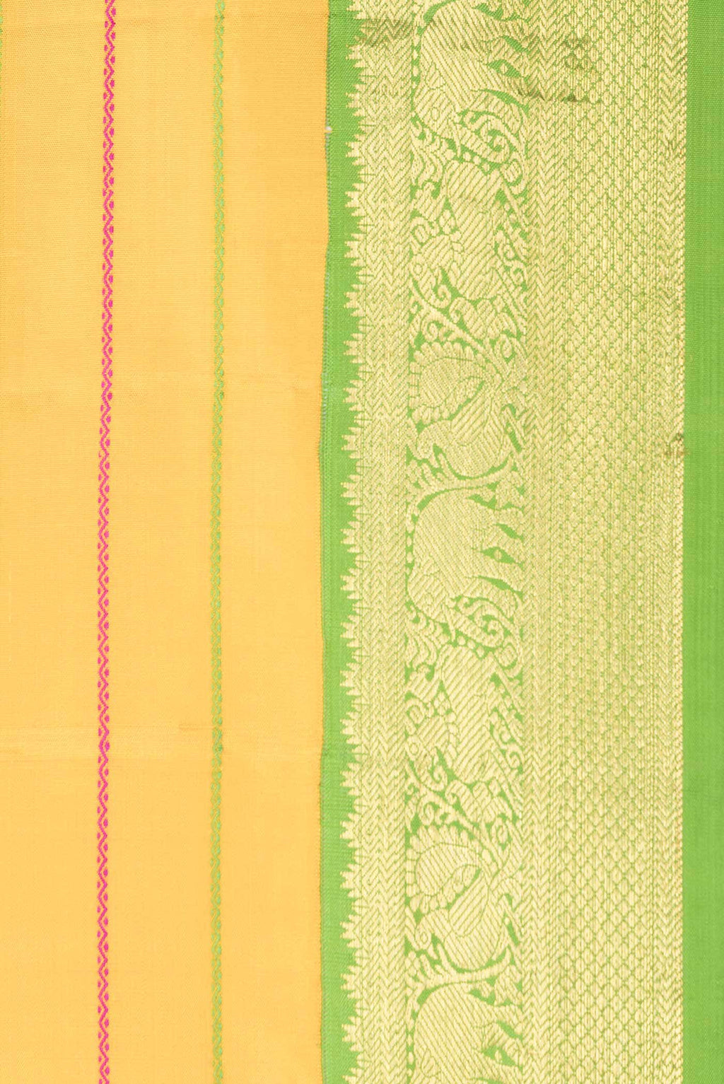 Pure Silk Pure Zari Yellow Dual Tone Kanchipuram Saree