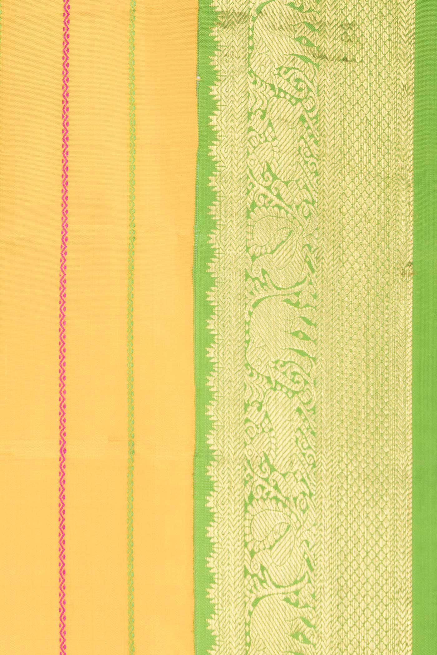Pure Silk Pure Zari Yellow Dual Tone Kanchipuram Saree