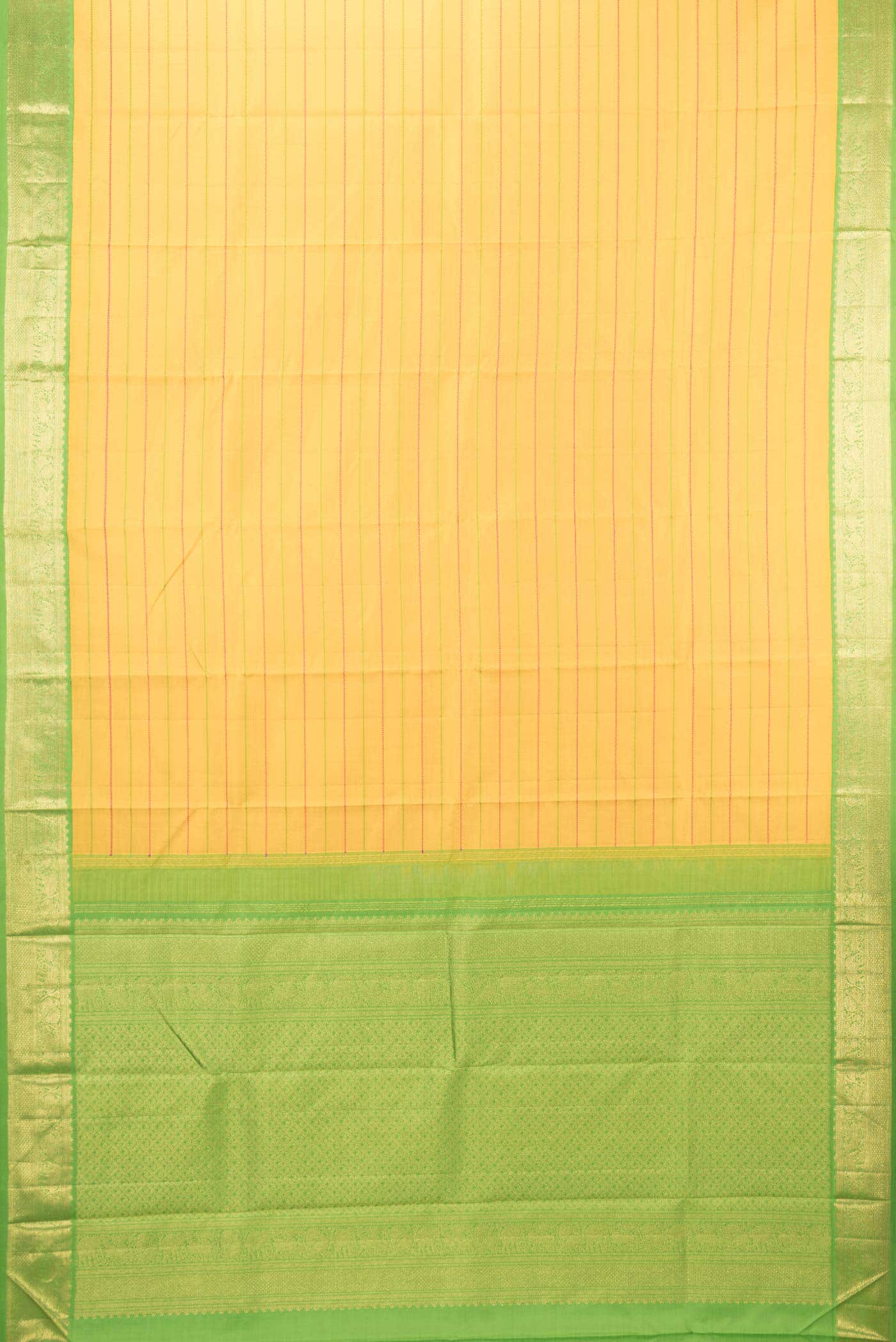 Pure Silk Pure Zari Yellow Dual Tone Kanchipuram Saree