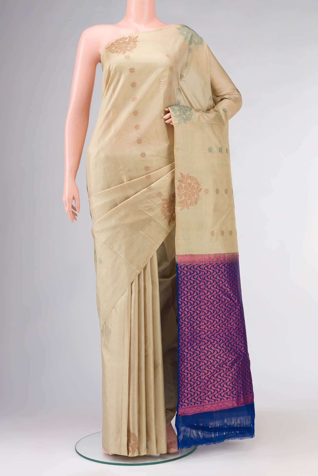 Beige Kanchipuram Silk Saree