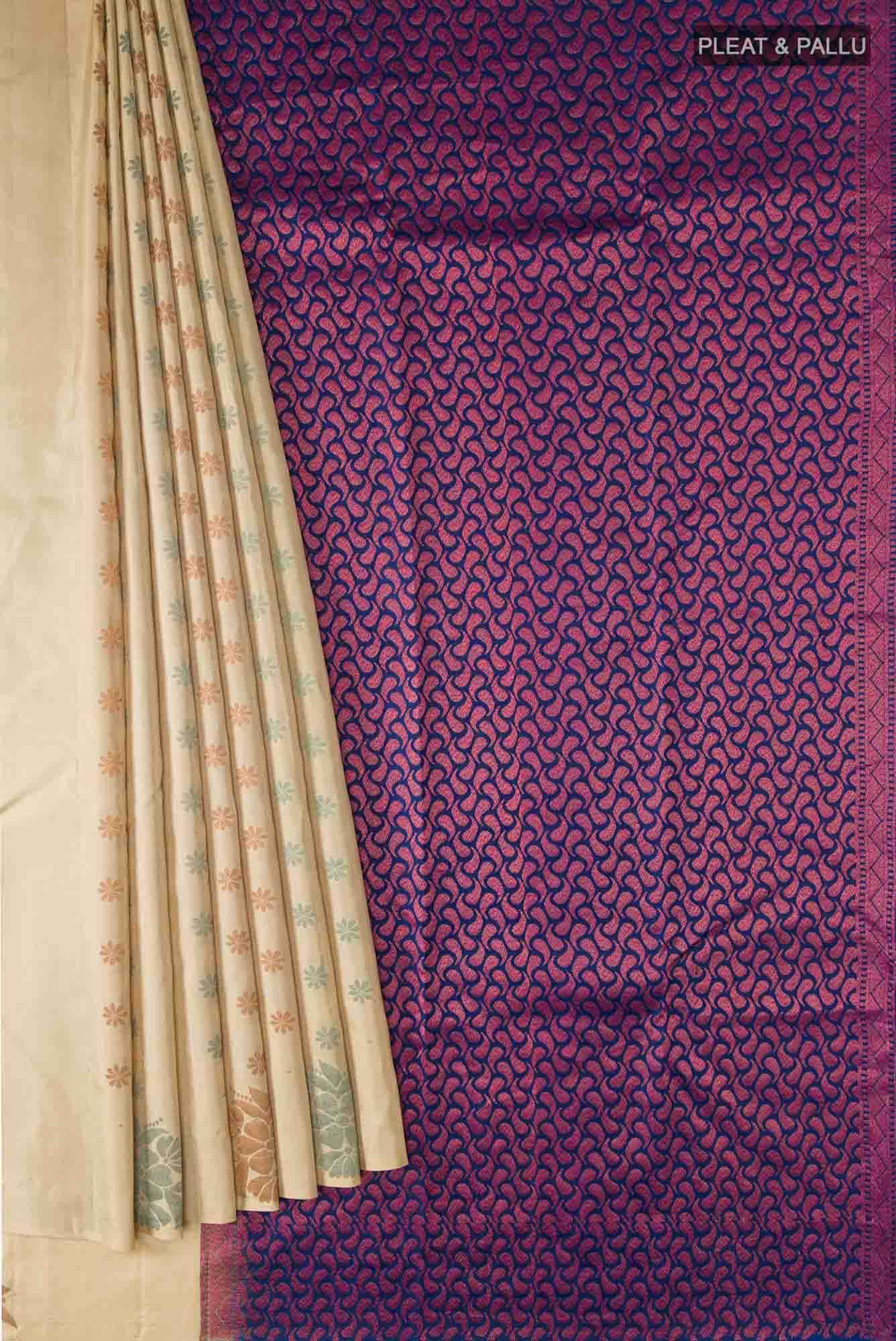Beige Kanchipuram Silk Saree