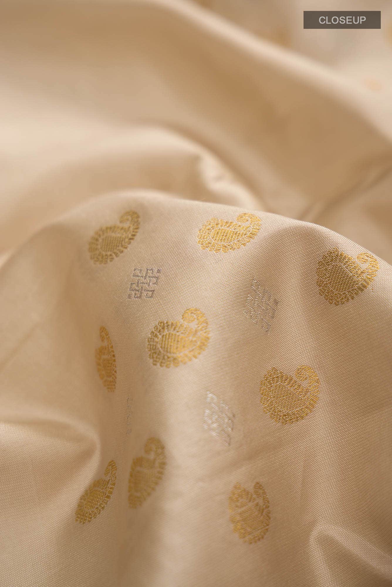 Beige Kanchipuram Silk Saree