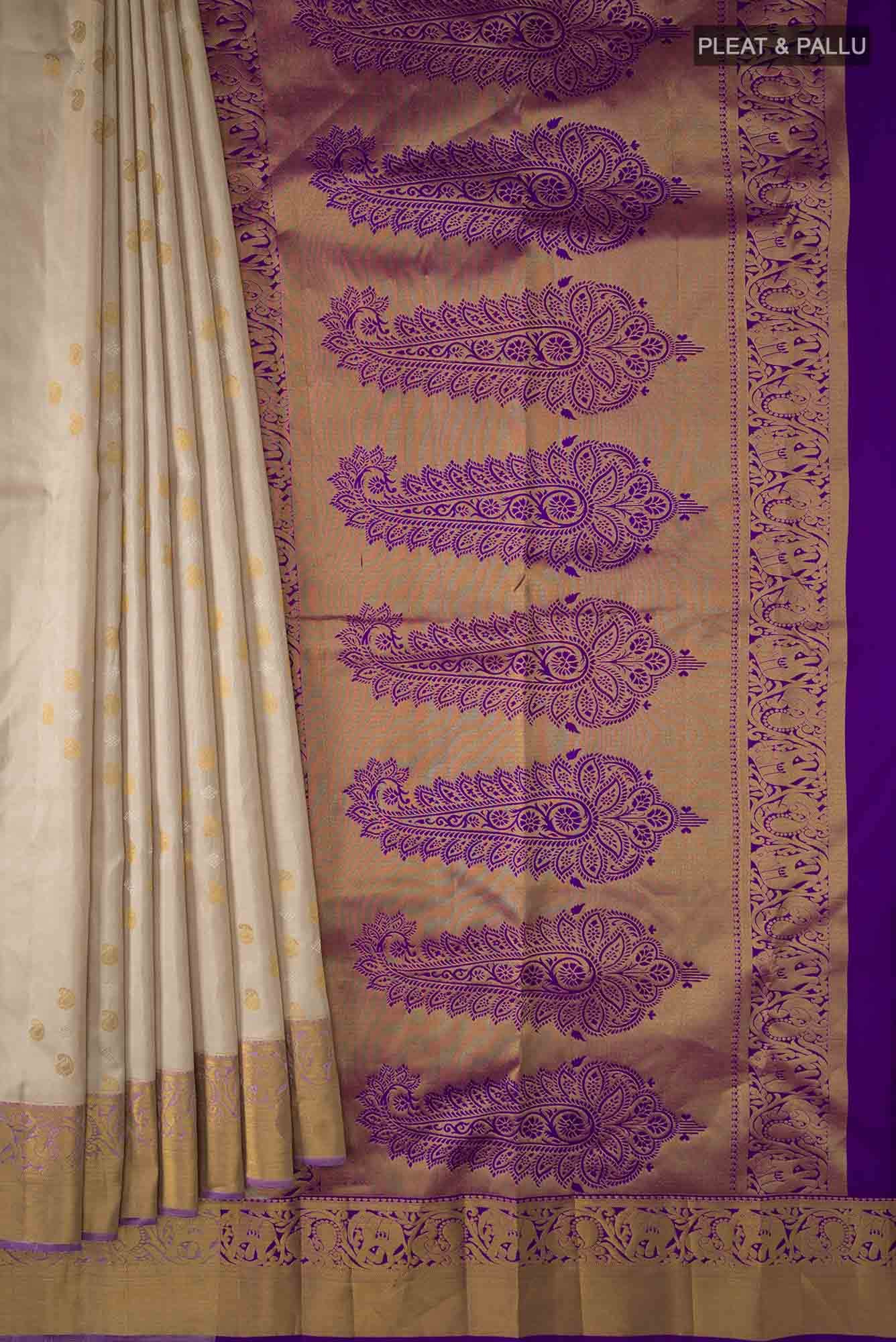 Beige Kanchipuram Silk Saree