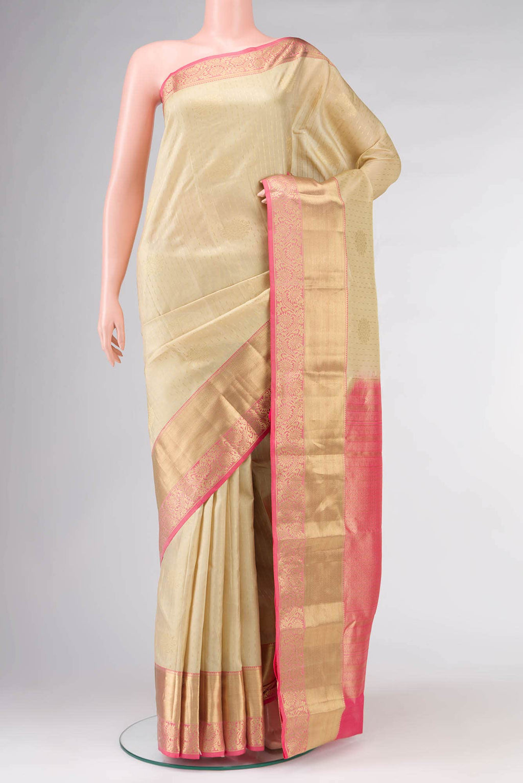 Beige Kanchipuram Silk Saree