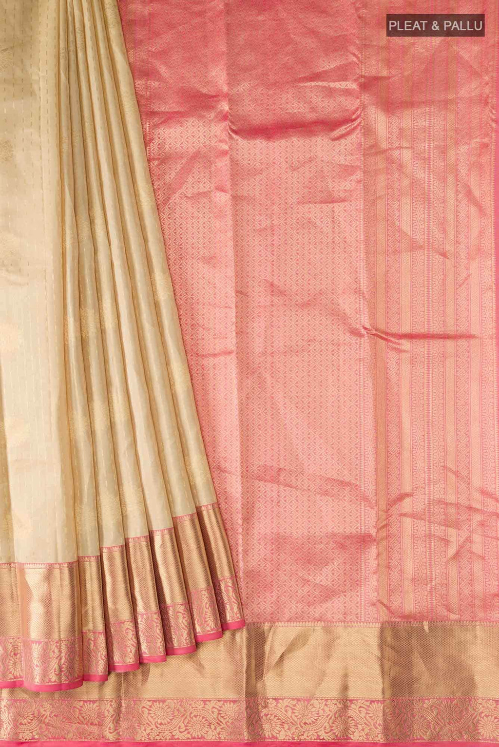 Beige Kanchipuram Silk Saree