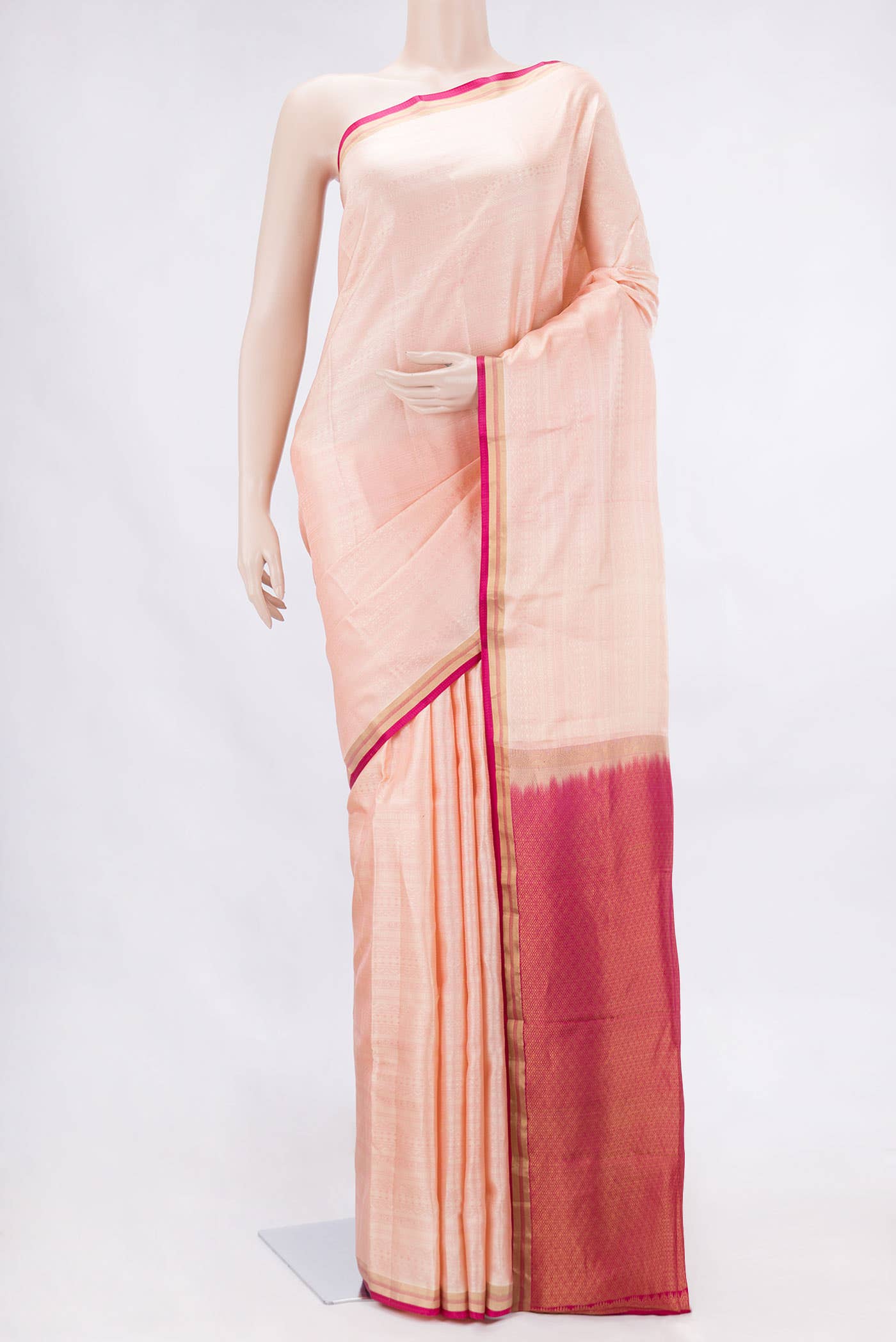 Golden Peach Dual Tone Kanchipuram Silk Saree