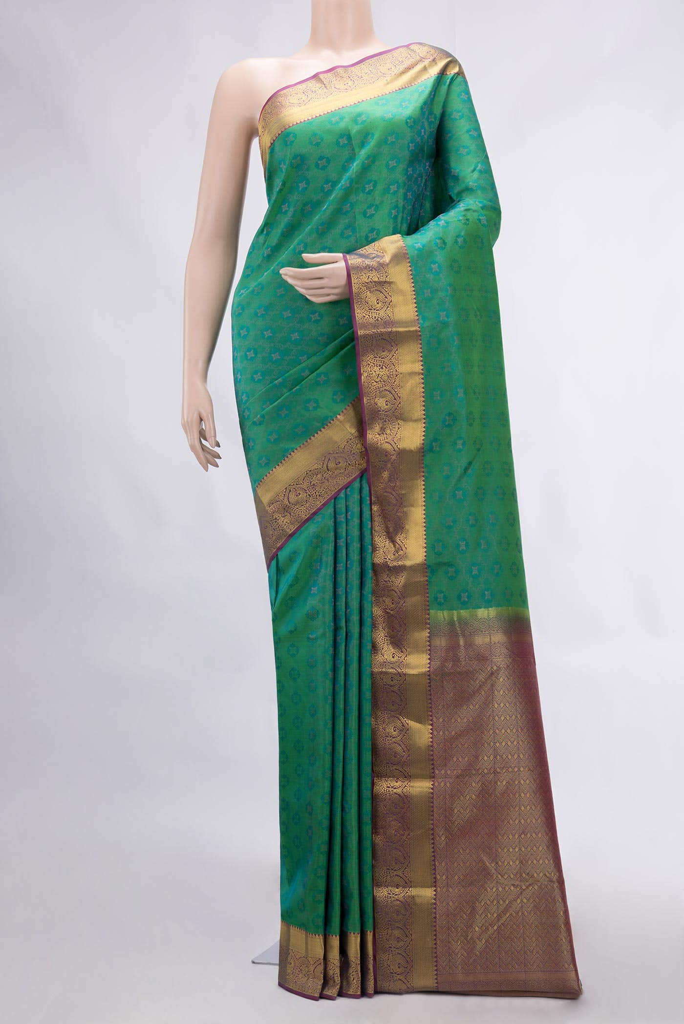 Green Dual Tone Kanchipuram Silk Saree