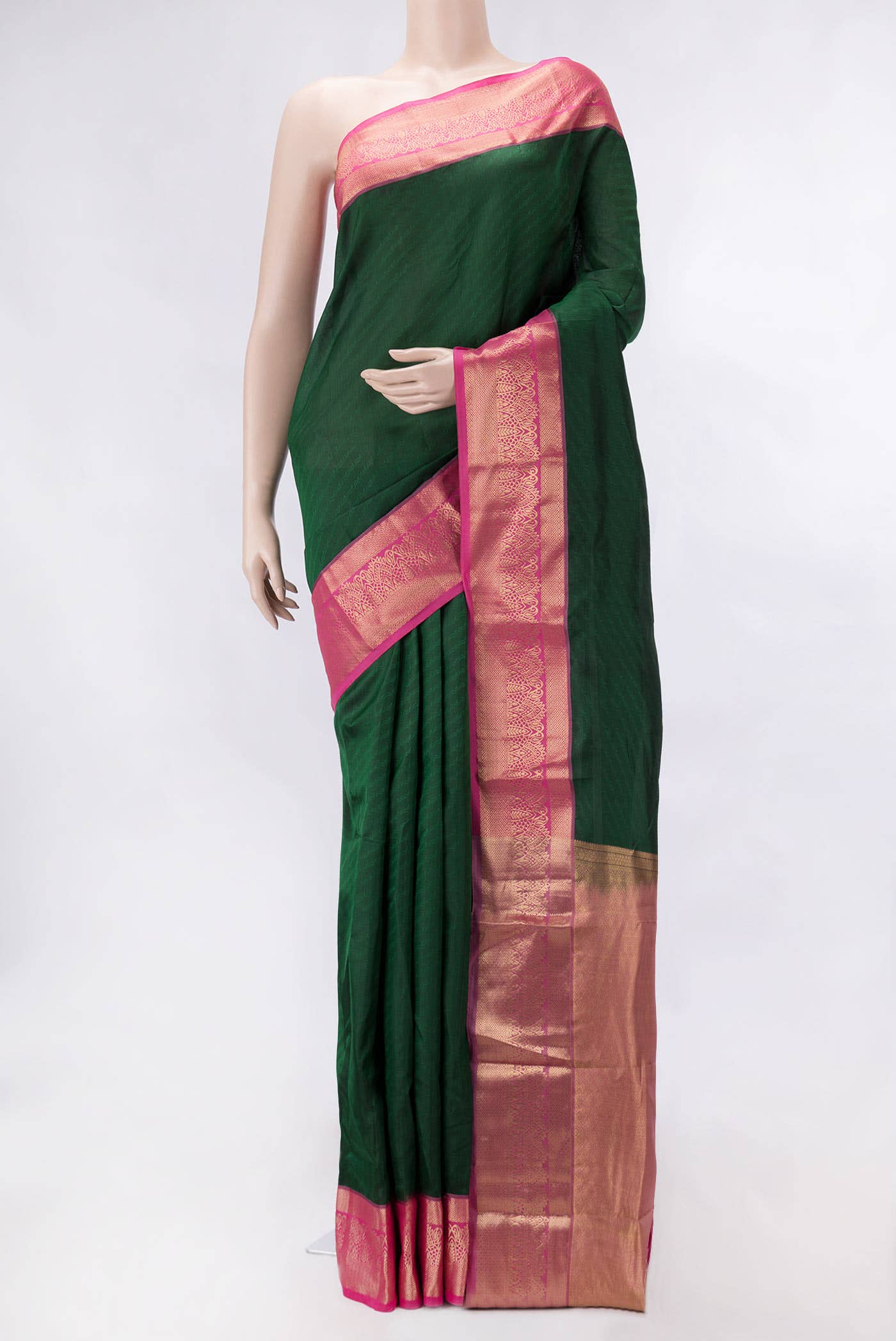 Bottle Green Dual Tone Kanchipuram Silk Saree