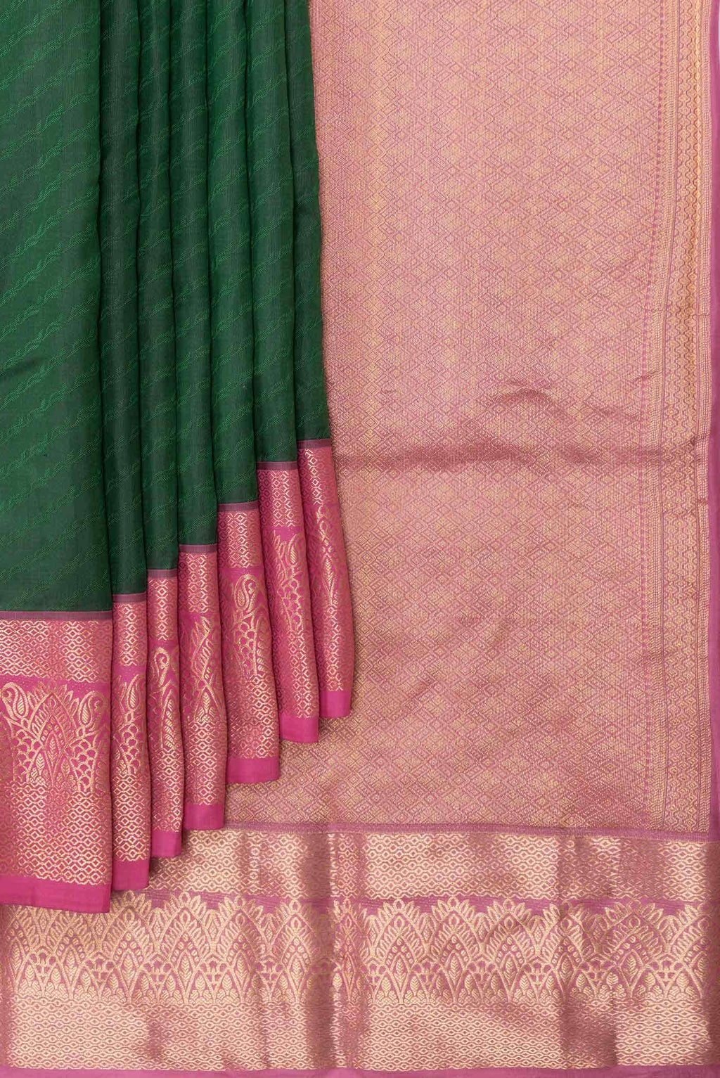 Bottle Green Dual Tone Kanchipuram Silk Saree