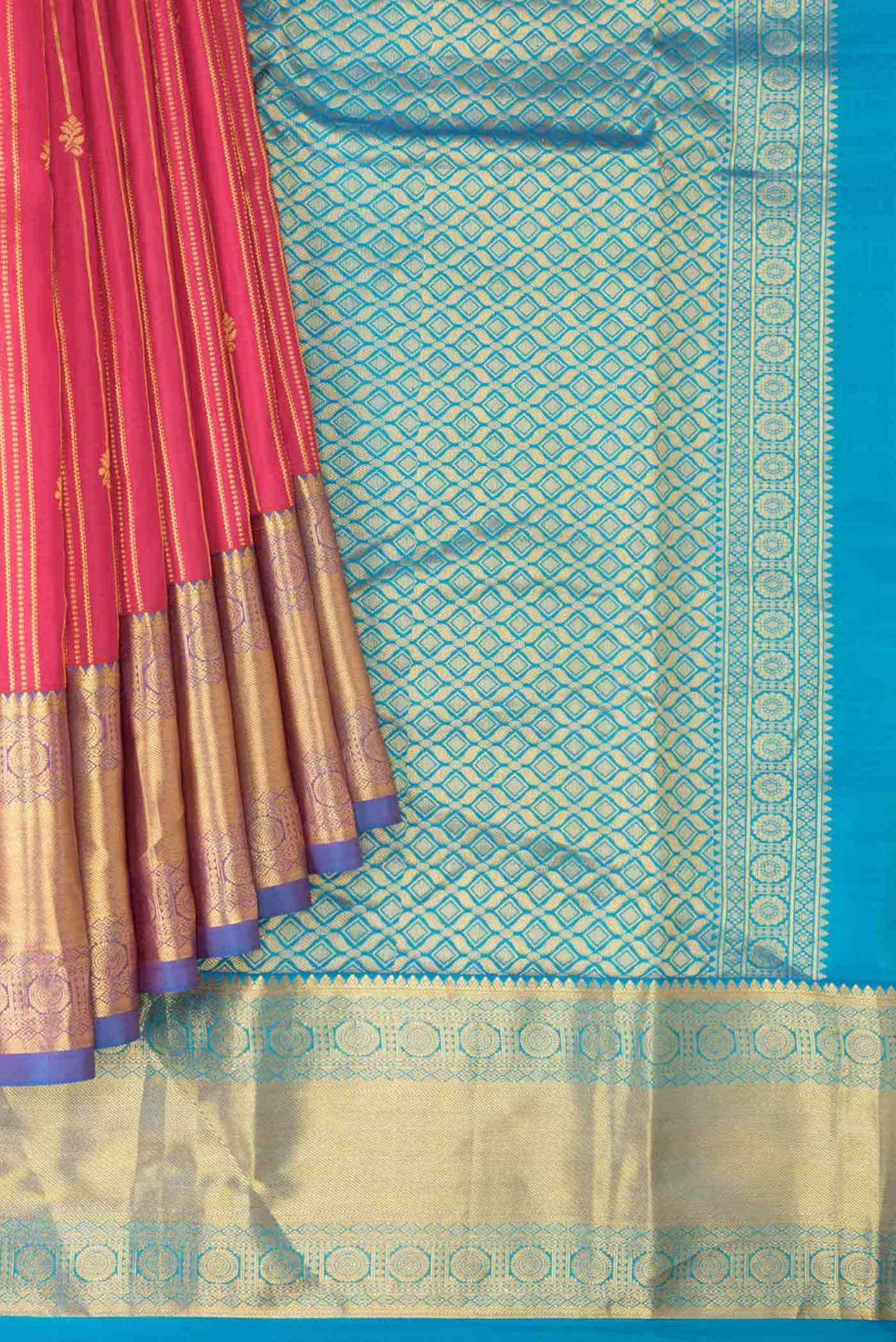 Dark Pink Dual Tone Kanchipuram Silk Saree