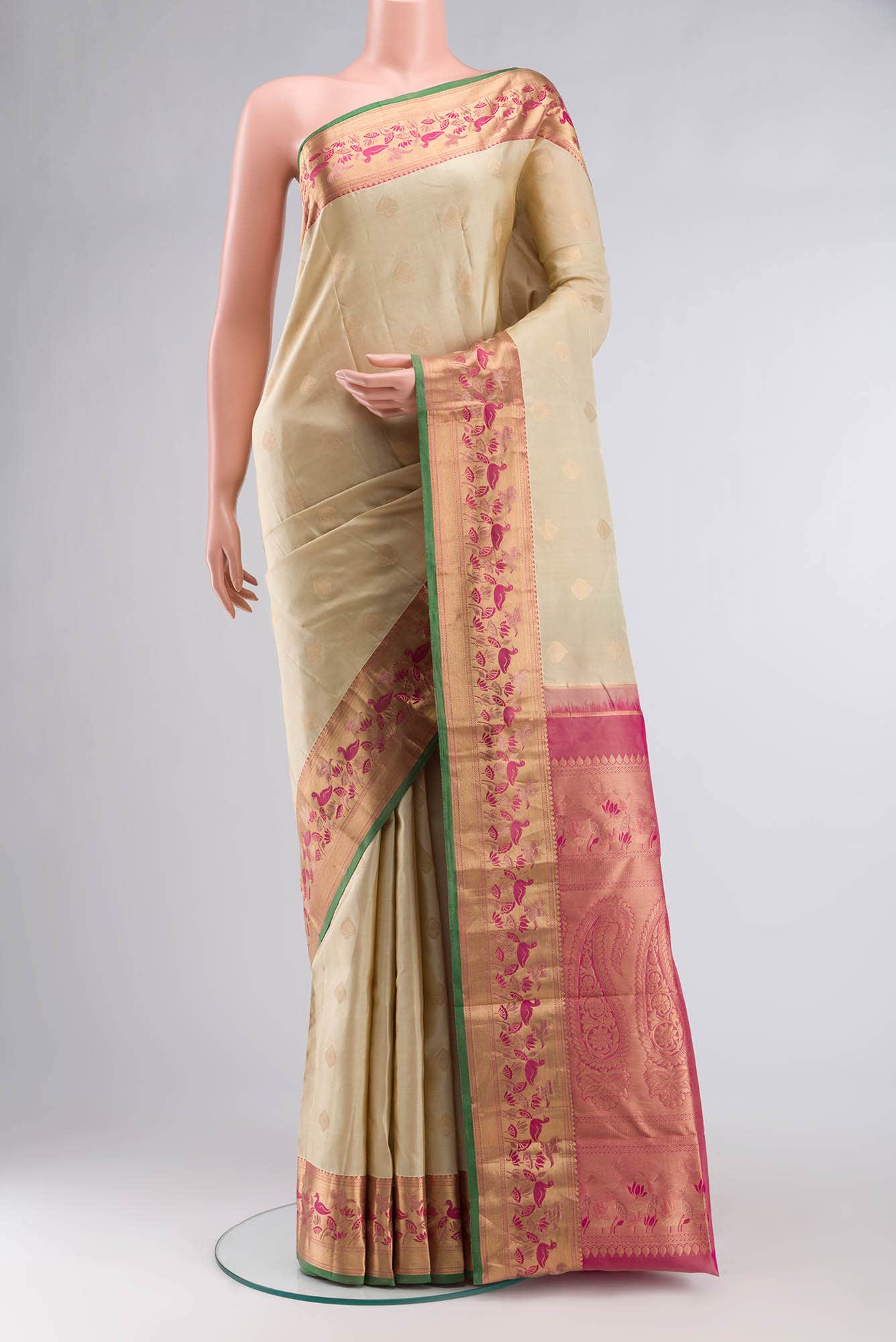 Beige Kanchipuram Silk Saree