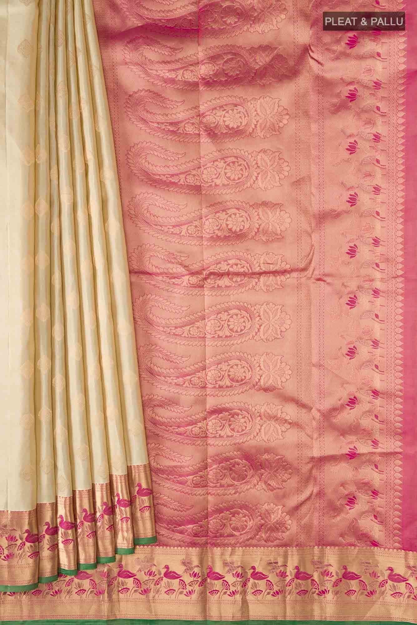 Beige Kanchipuram Silk Saree