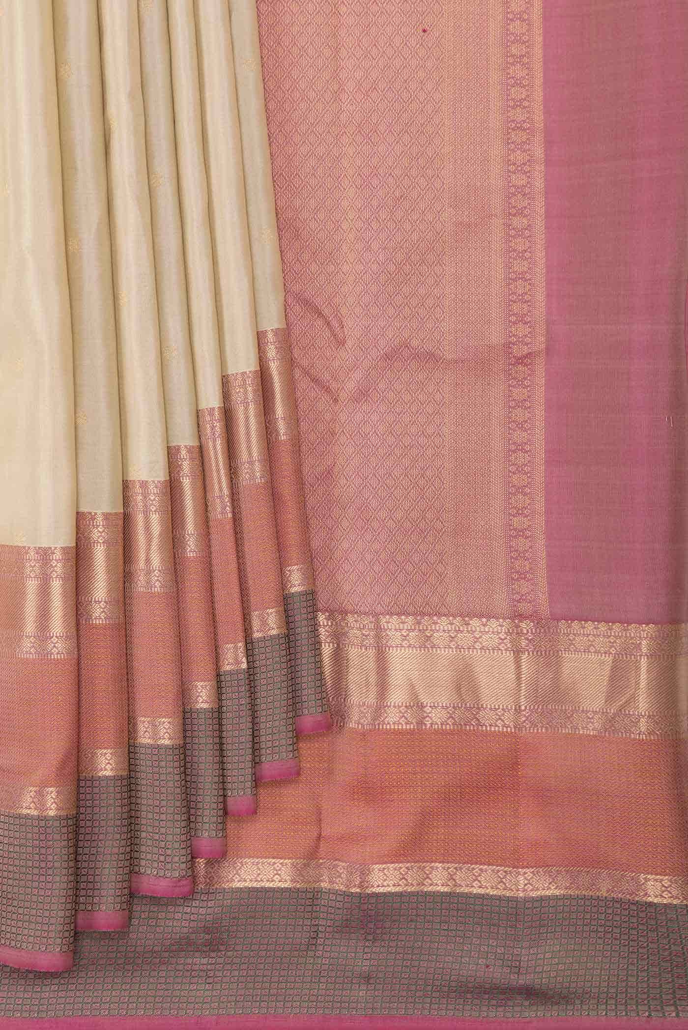 Beige Dual Tone Kanchipuram Silk Saree