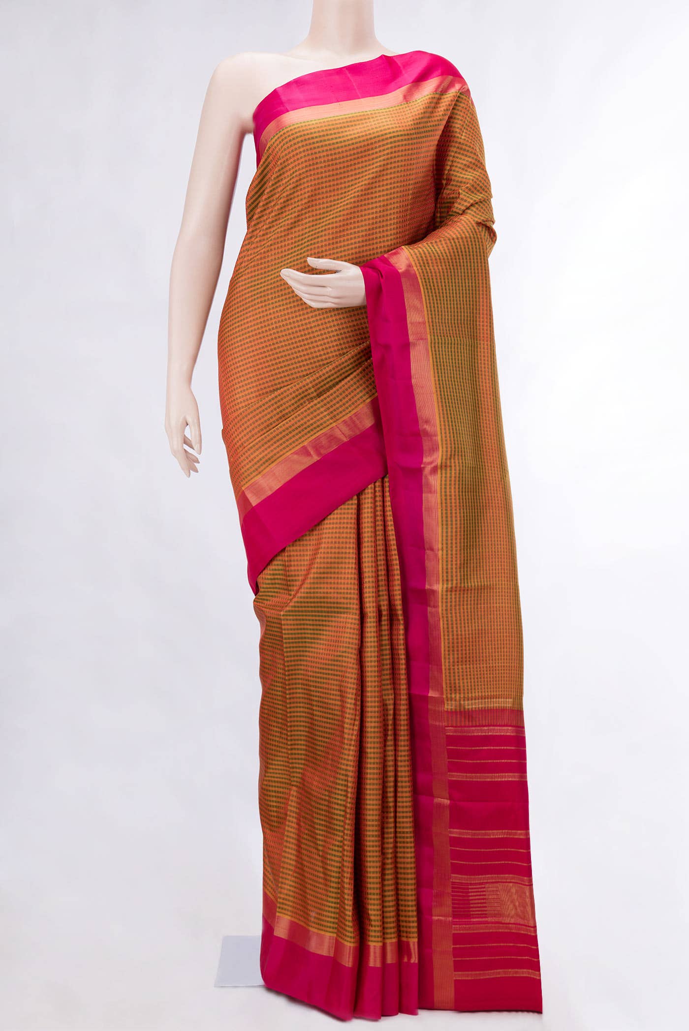 Pure Silk Pure Zari Green Dual Tone Kanchipuram Saree
