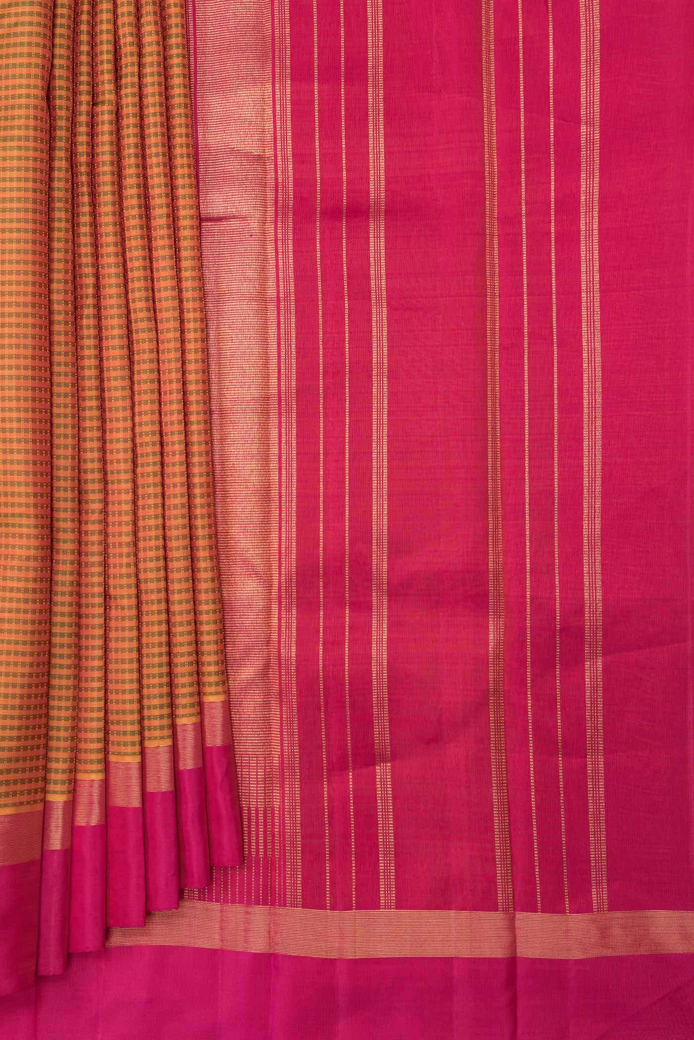 Pure Silk Pure Zari Green Dual Tone Kanchipuram Saree