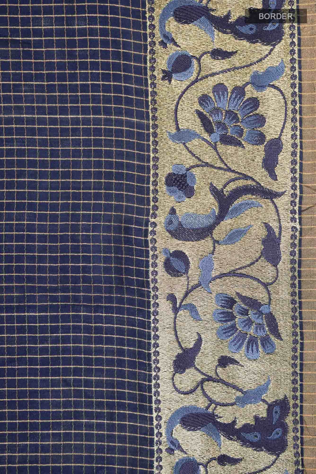Blue Blended Bhagalpuri Tussar Silk Saree