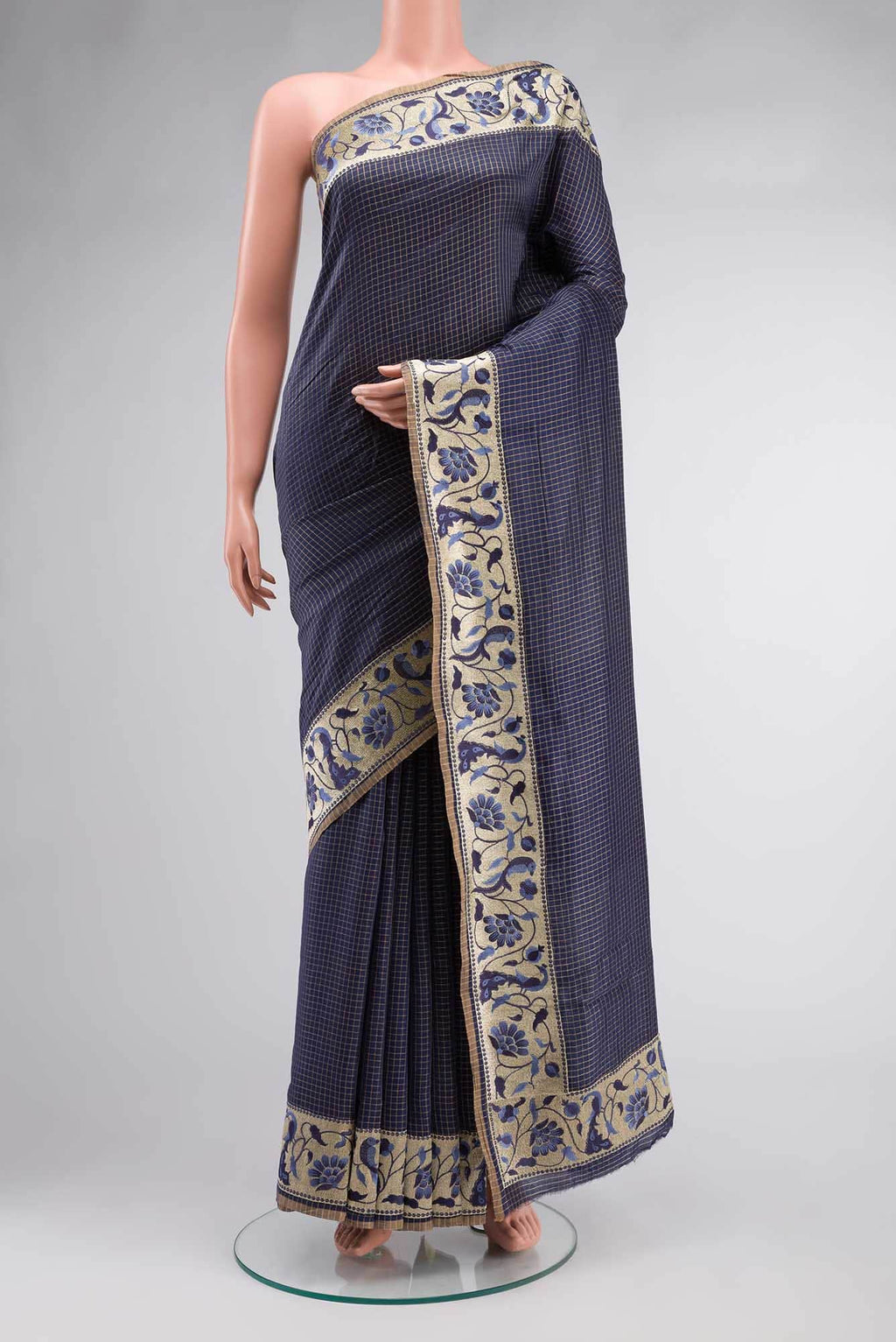 Blue Blended Bhagalpuri Tussar Silk Saree