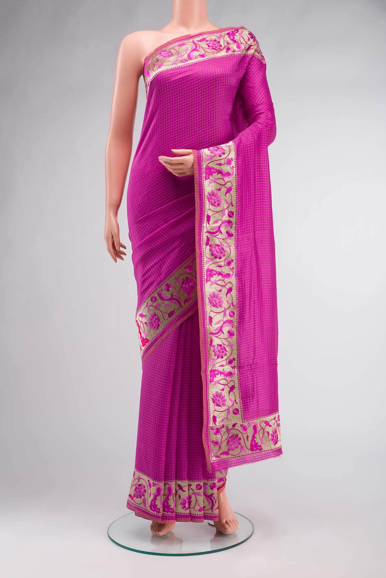 Pink Bhagalpuri Tussar Silk Saree