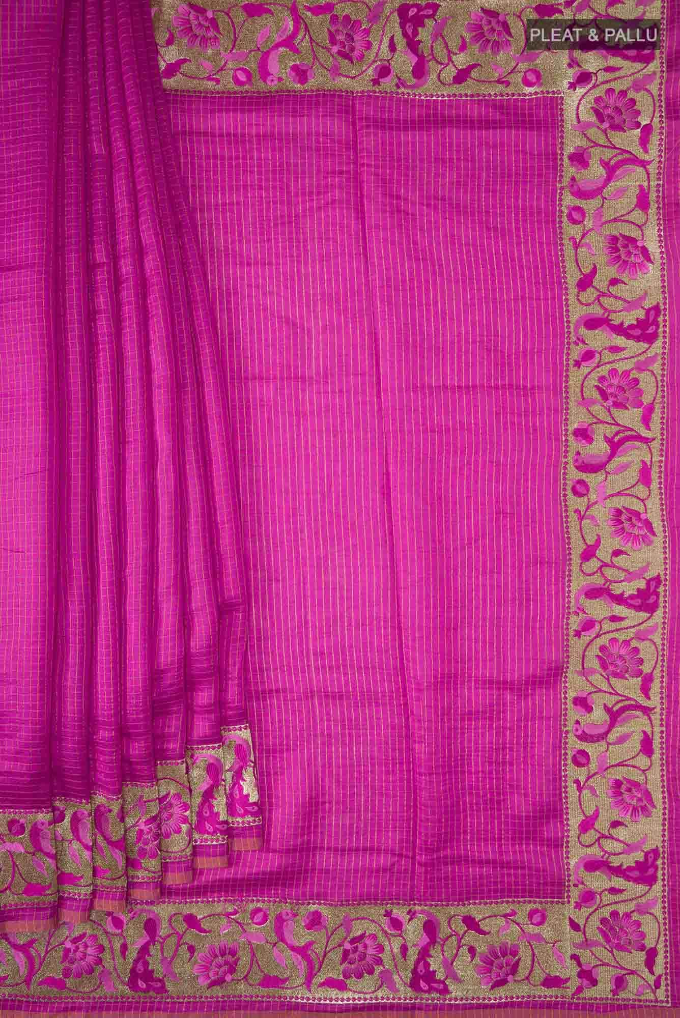Pink Bhagalpuri Tussar Silk Saree