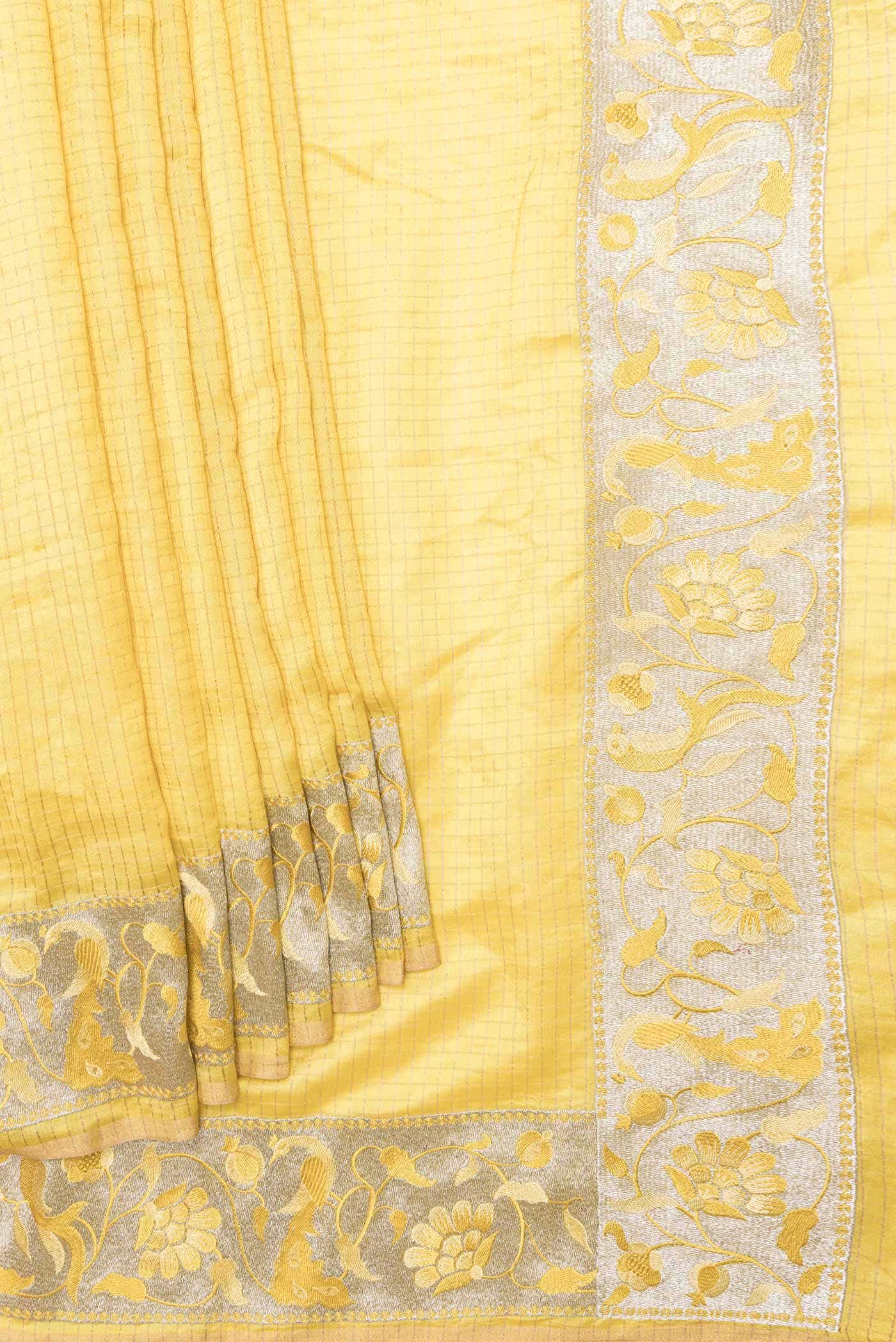 Yellow Dual Tone Tussar Silk Saree