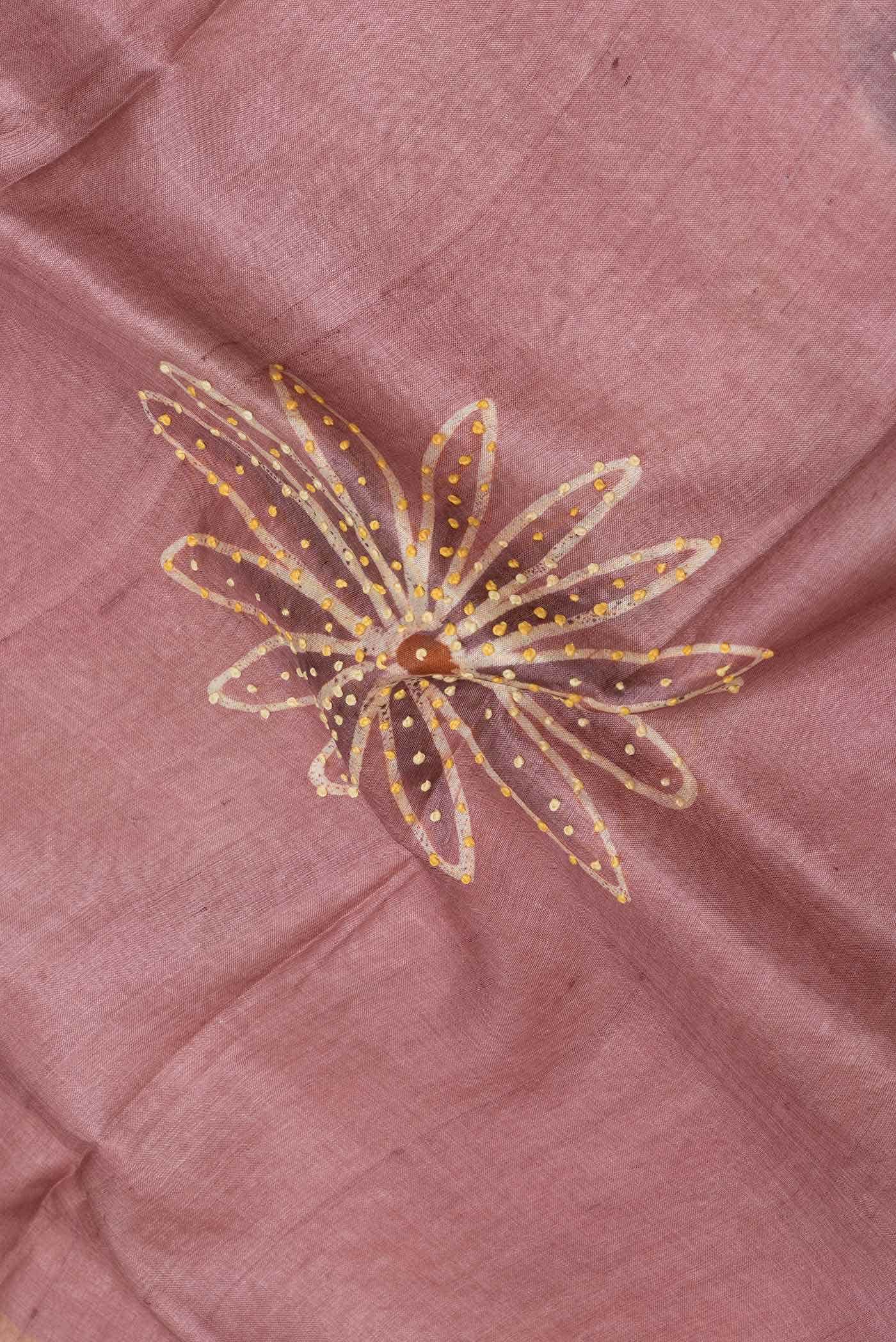 Pink Dual Tone Tussar Silk Saree