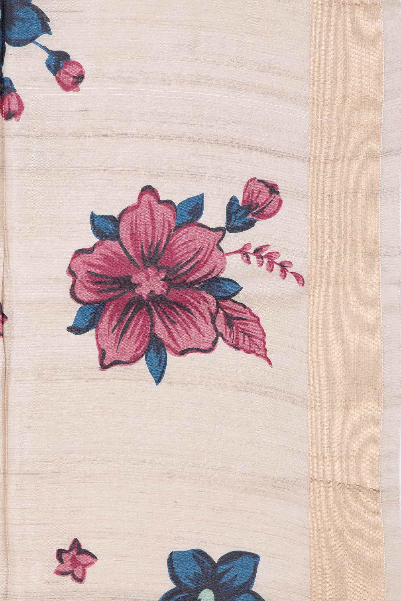 Beige Dual Tone Tussar Silk Saree