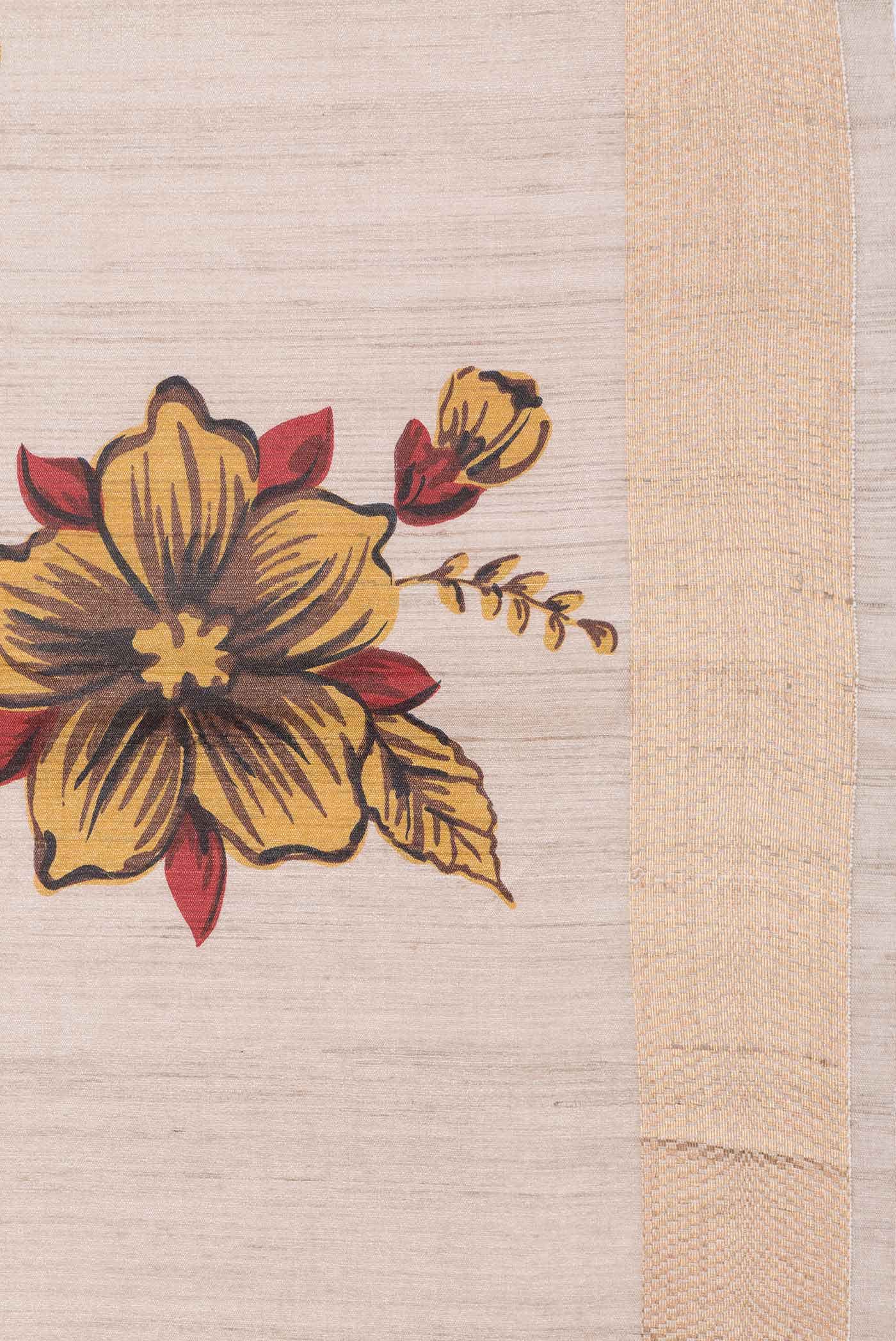Beige Dual Tone Tussar Silk Saree