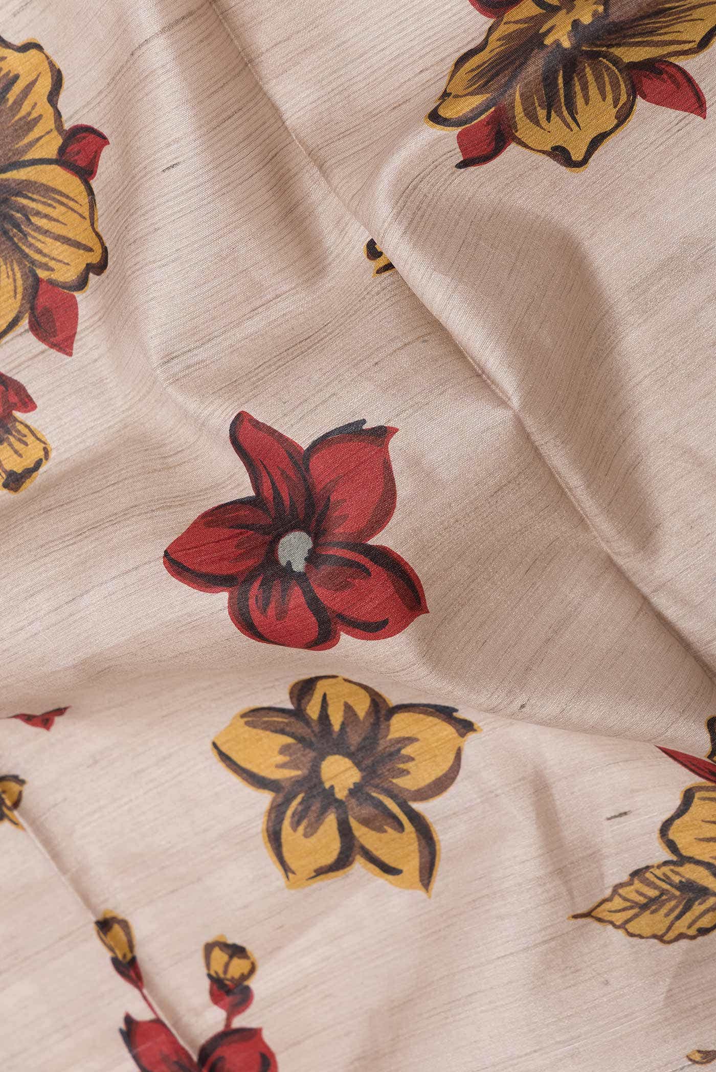 Beige Dual Tone Tussar Silk Saree