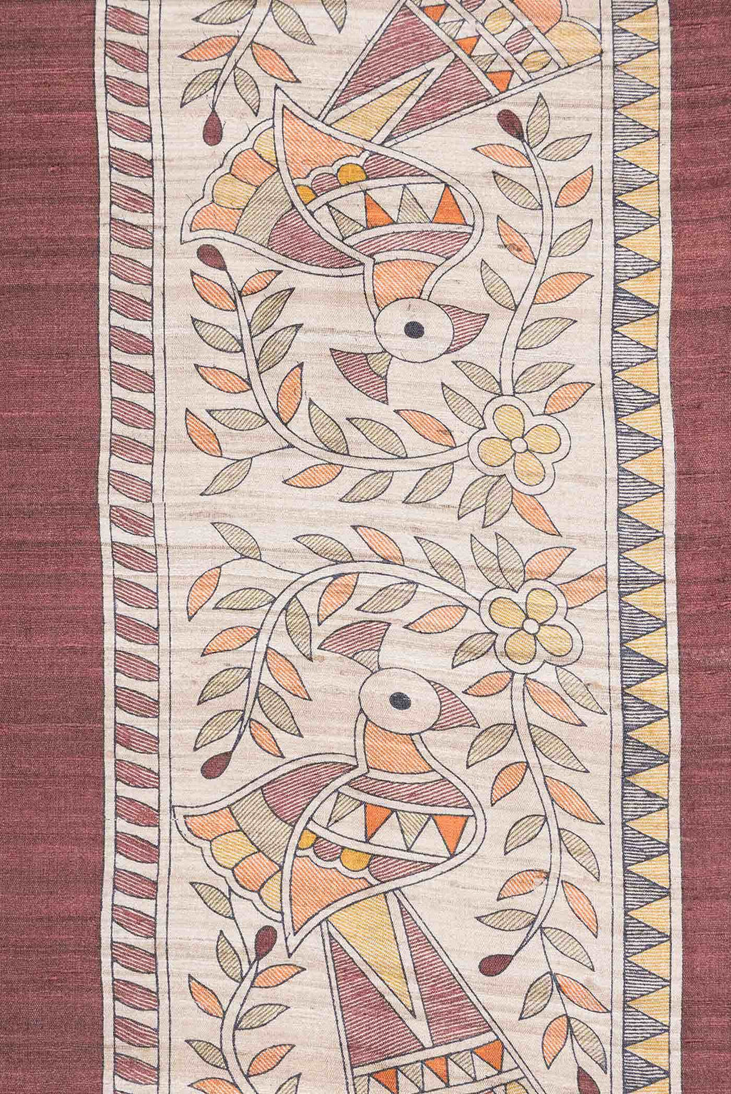 Maroon Tussar Silk Saree
