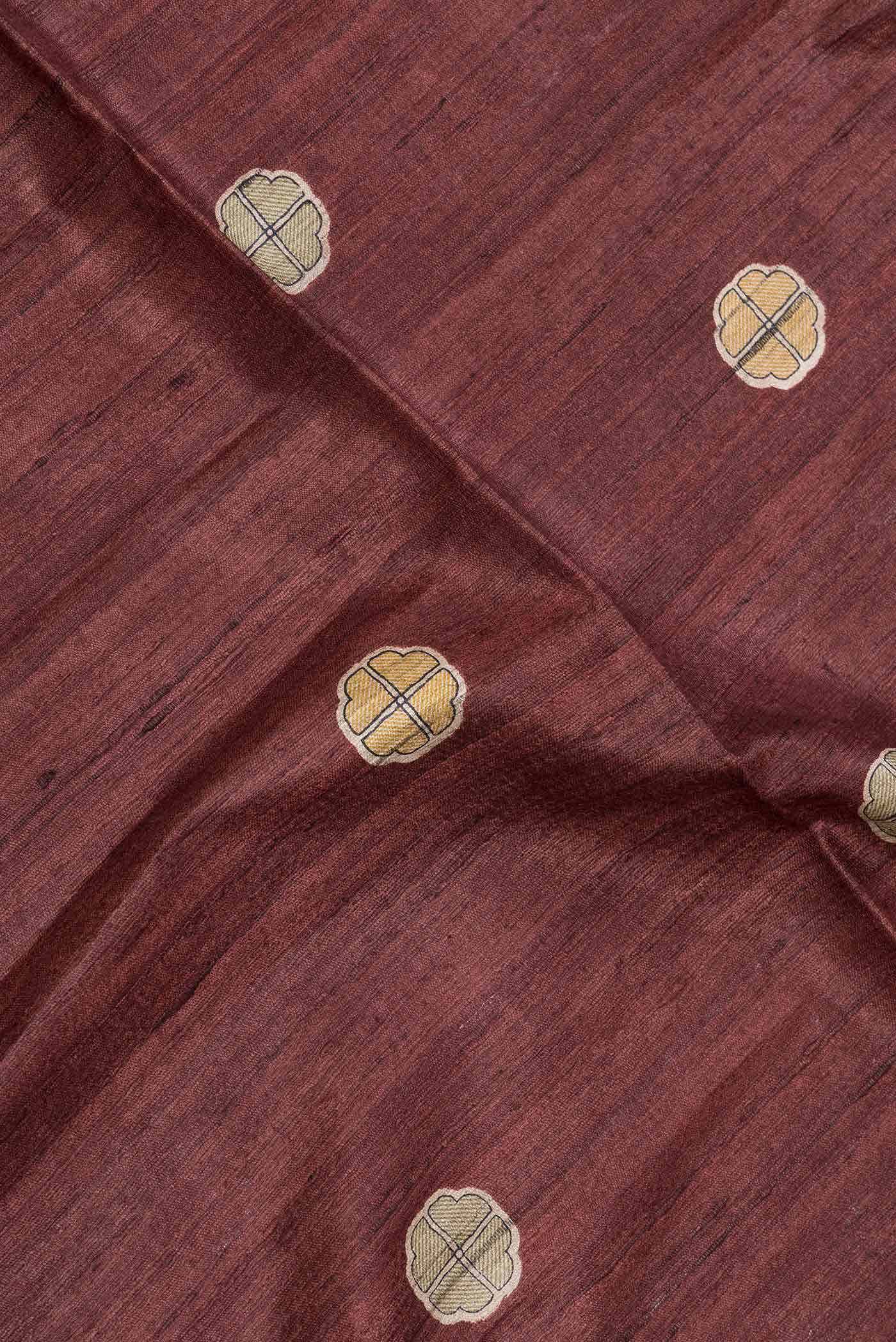 Maroon Tussar Silk Saree