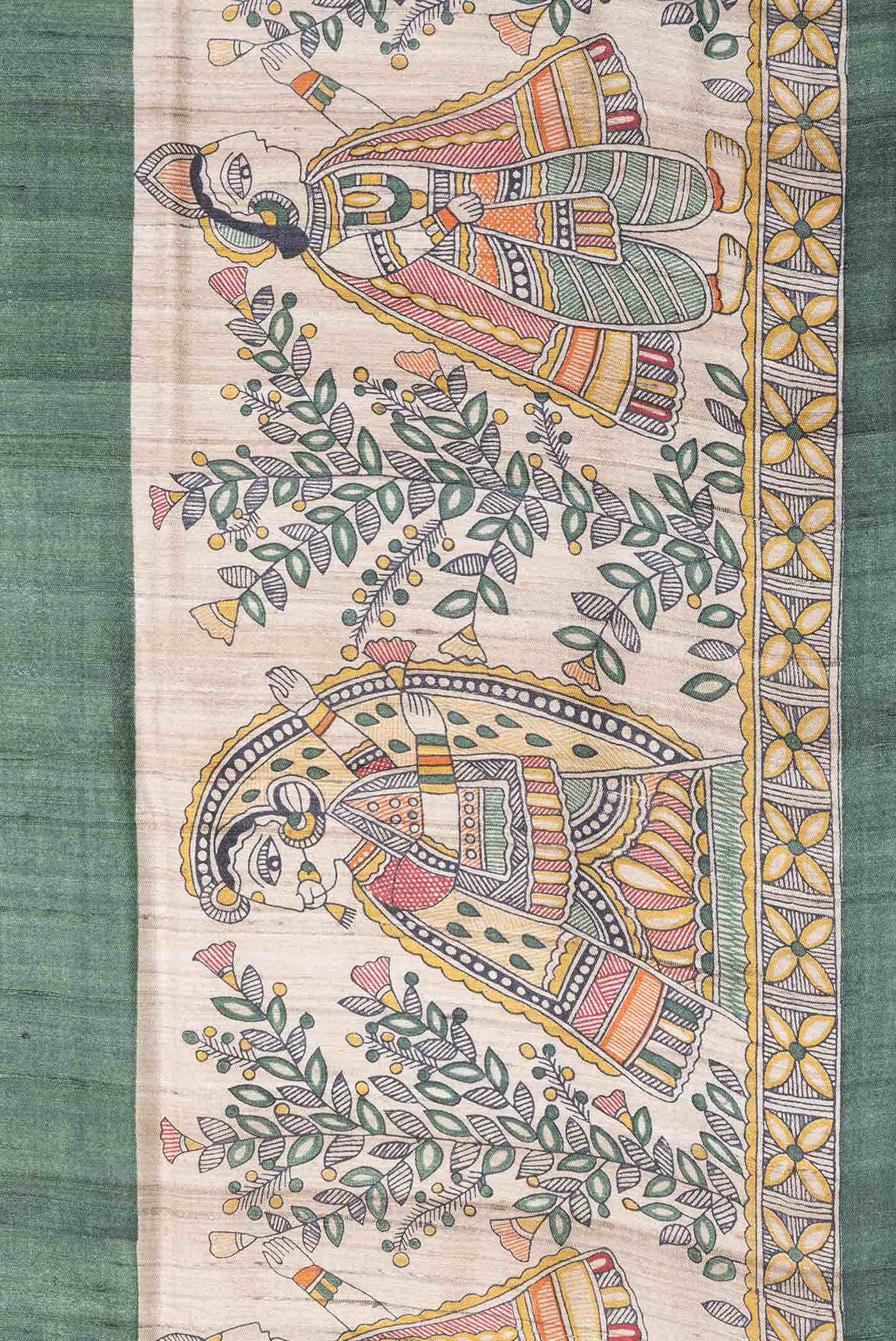 Green Tussar Silk Saree