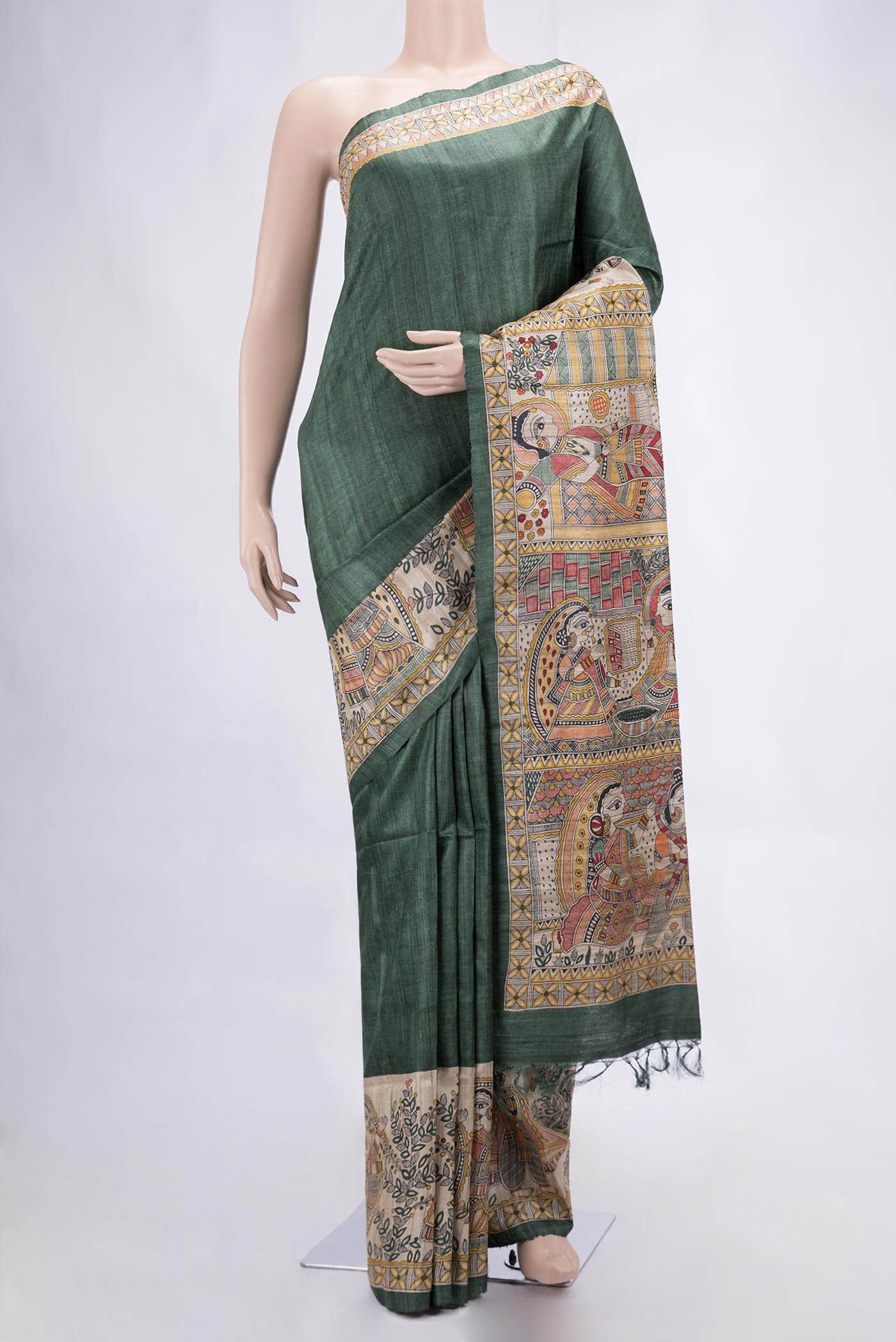Green Tussar Silk Saree