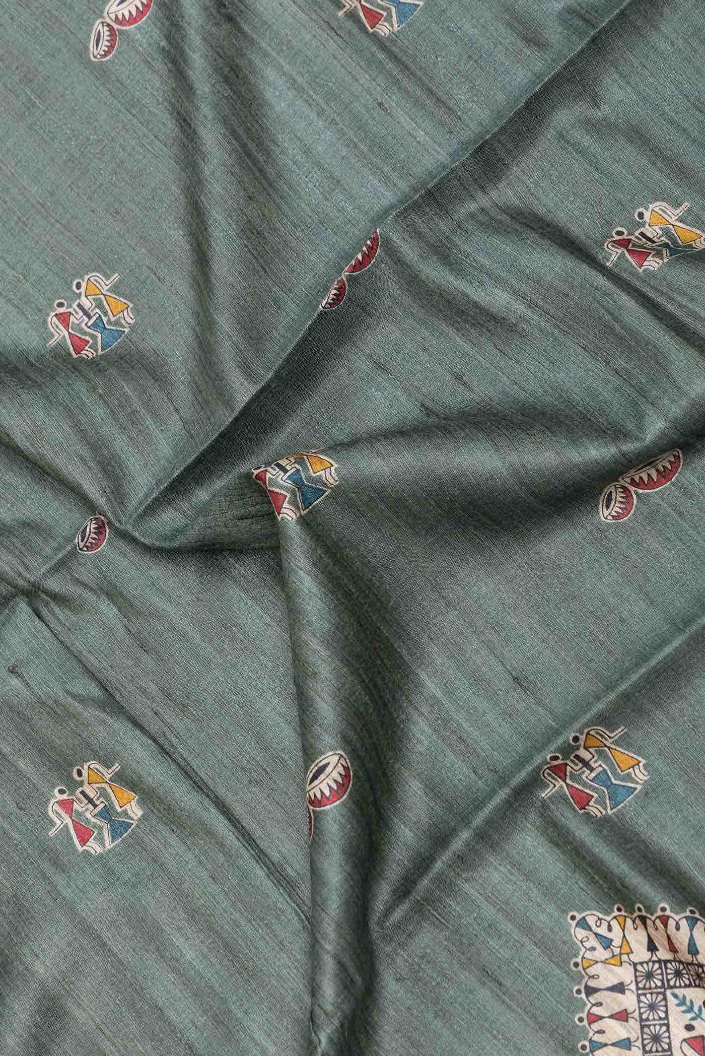 Green Dual Tone Tussar Silk Saree
