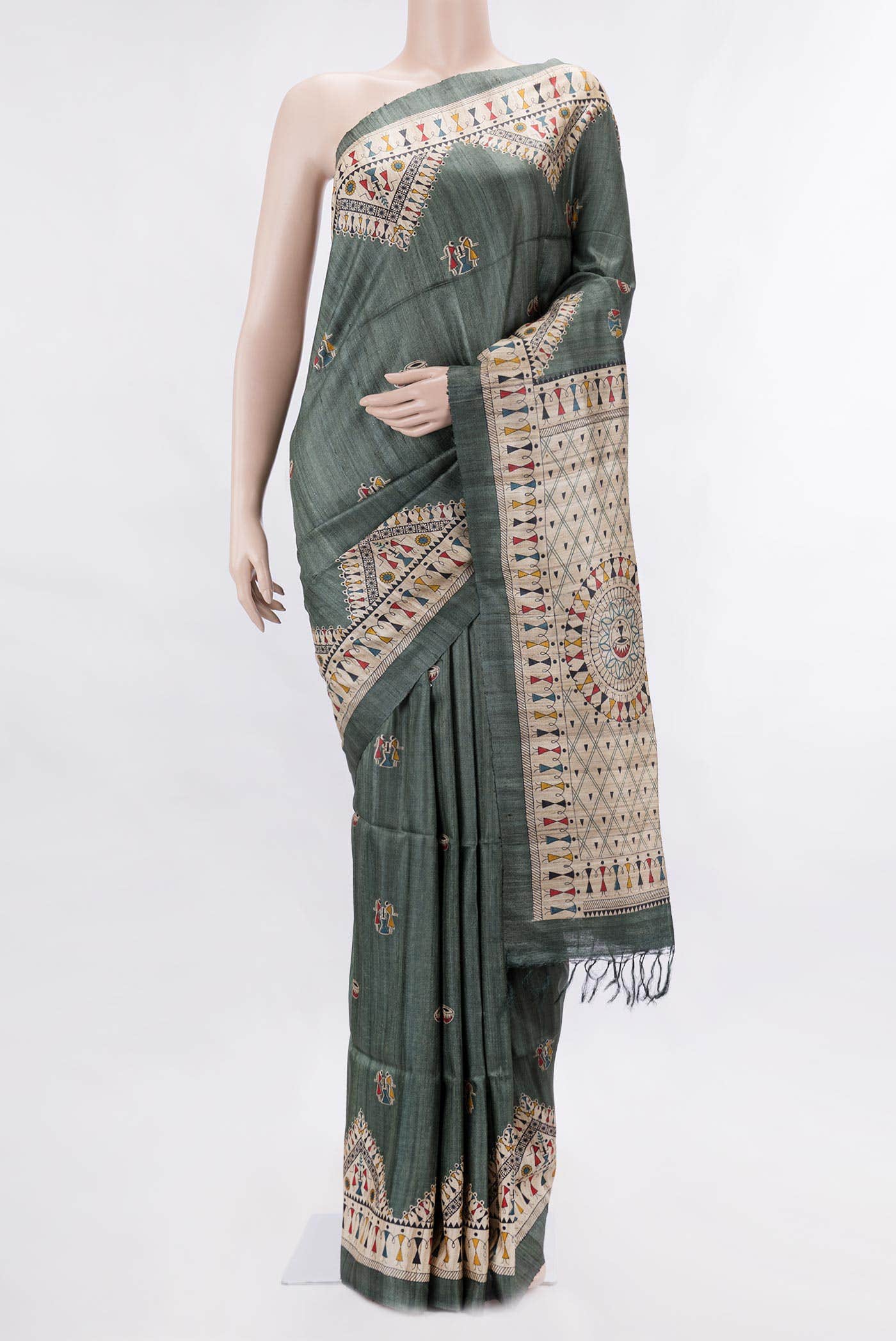 Green Dual Tone Tussar Silk Saree