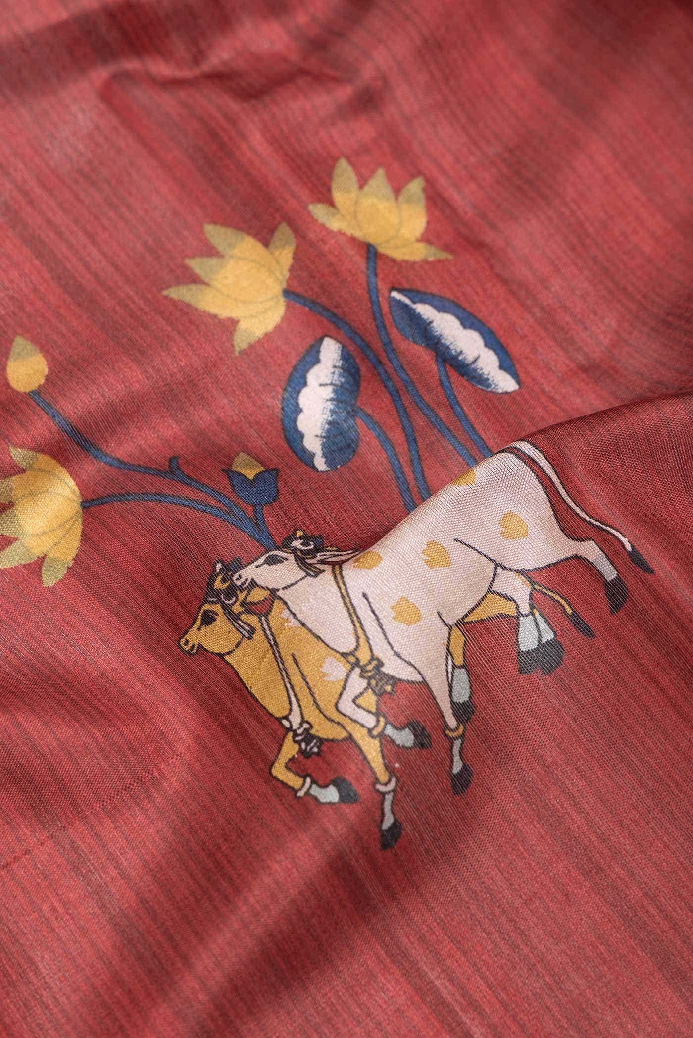 Maroon Dual Tone Tussar Silk Saree