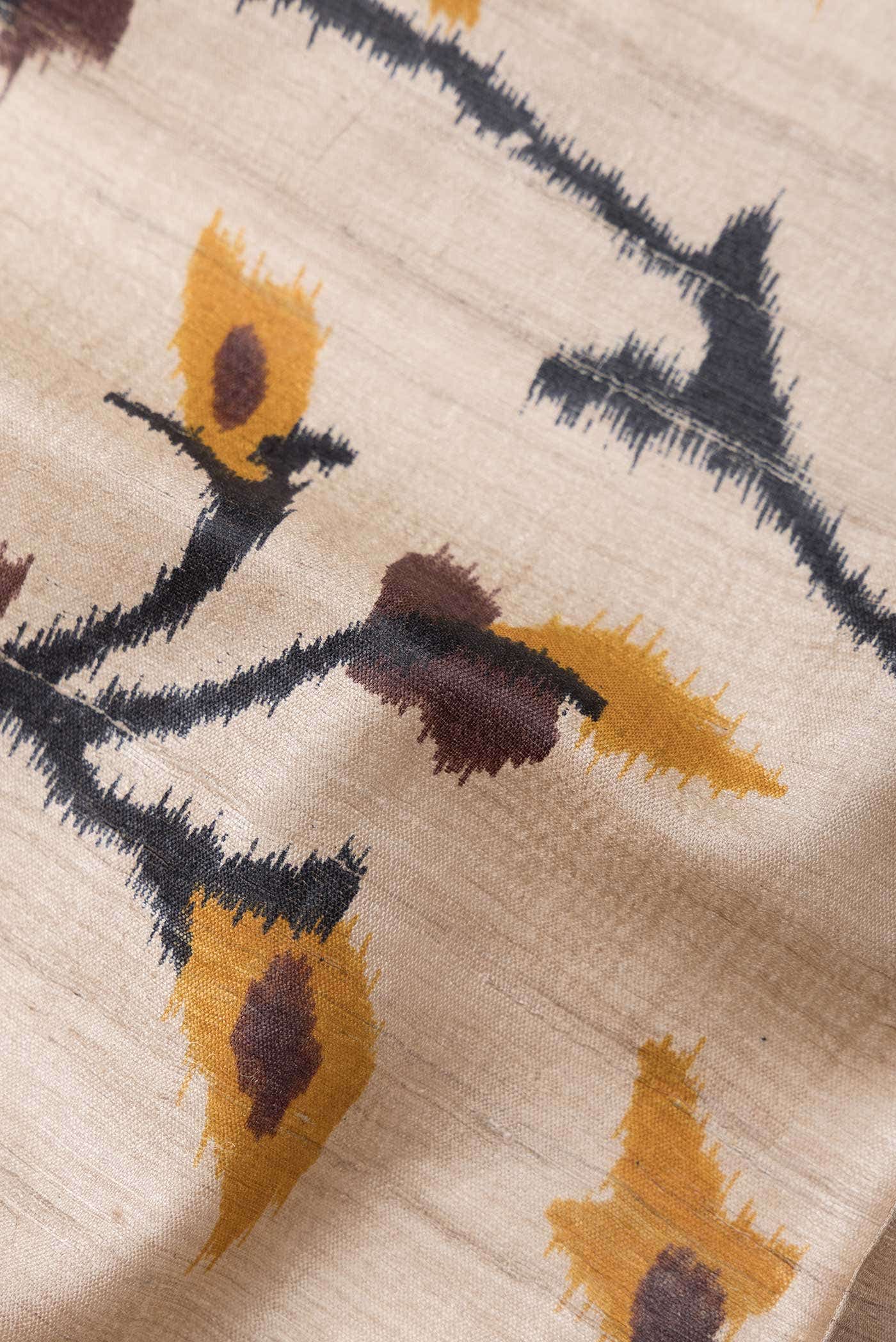 Dark Beige Tussar Silk Saree
