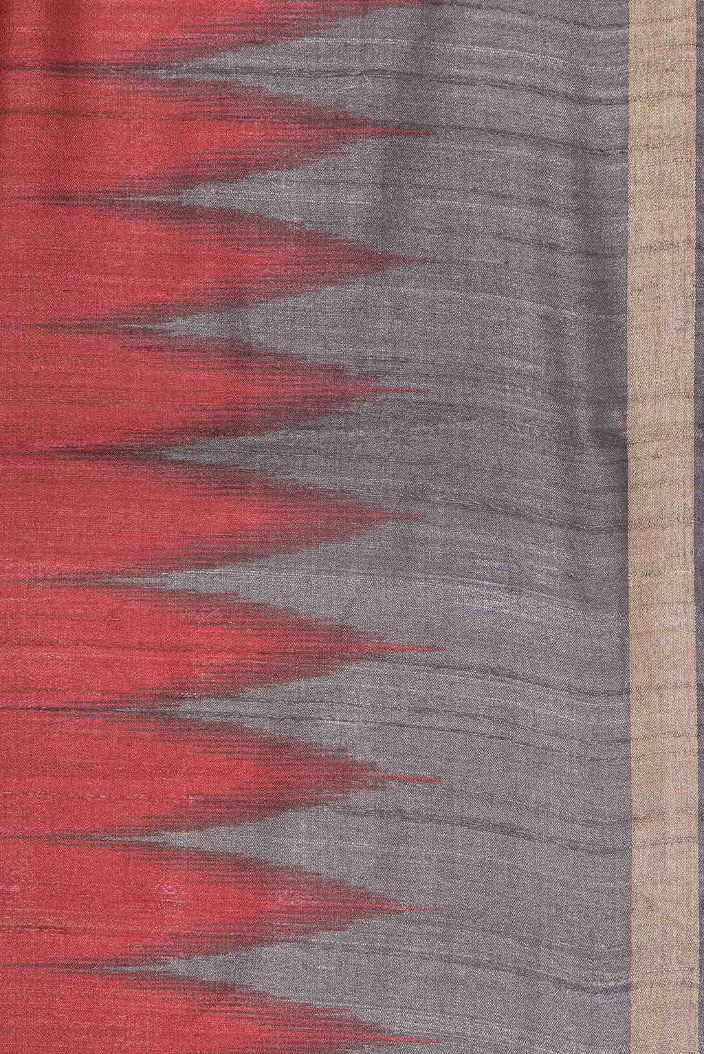 Red Tussar Silk Saree