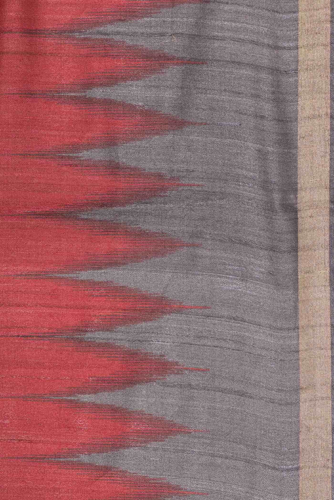 Red Tussar Silk Saree