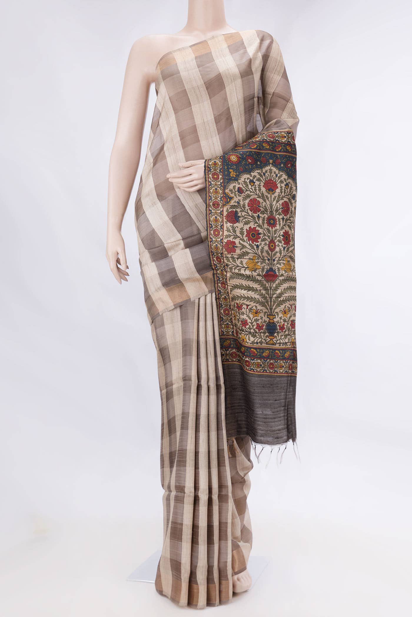 Coral Dual Tone Kanchipuram Silk Saree