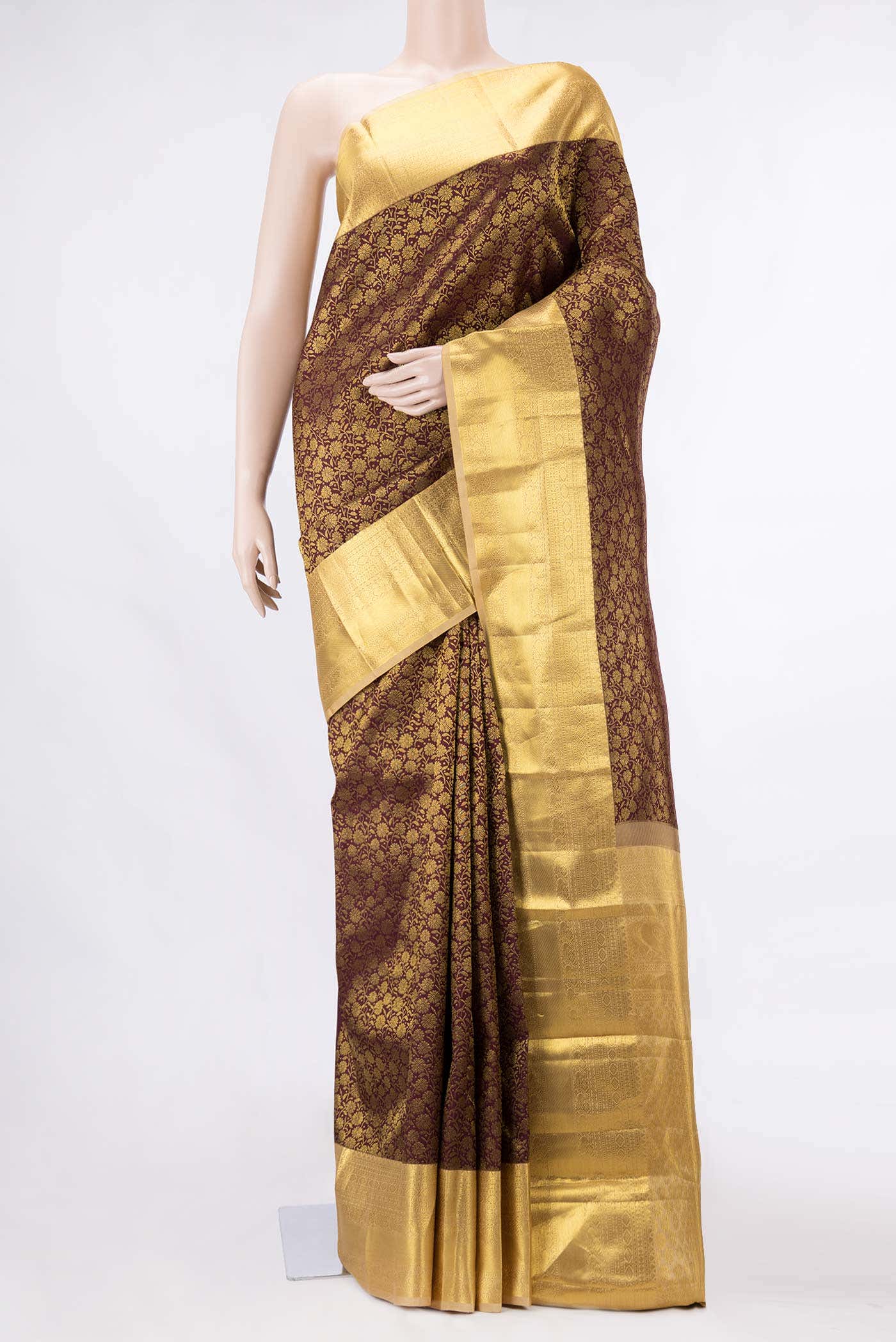 Coffee Brown Dual Tone Kanchipuram Silk Saree