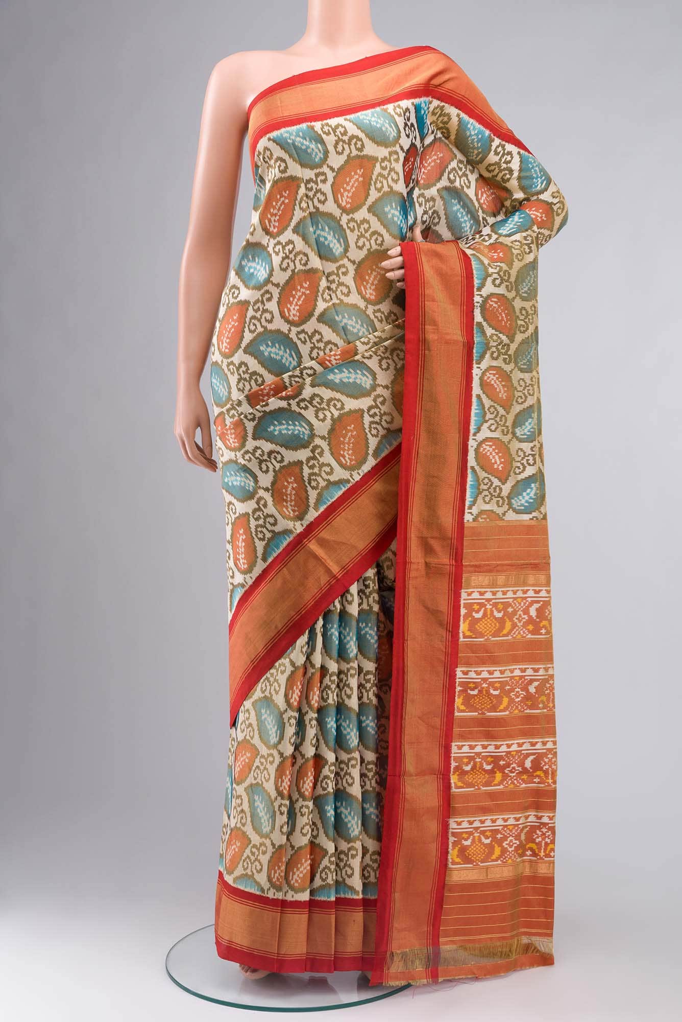 Cream Rajkot Patola Silk Saree