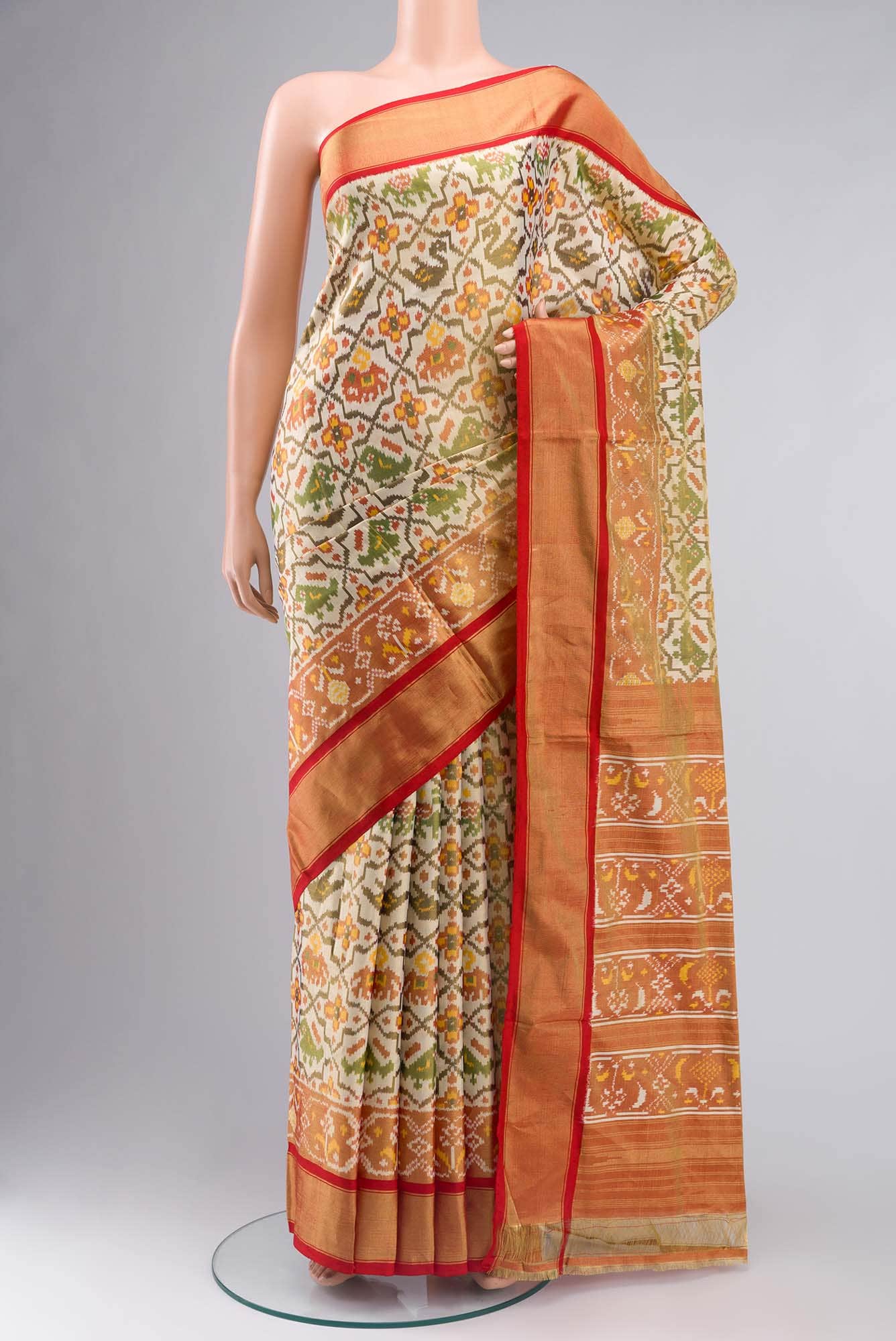 Beige Rajkot Patola Silk Saree