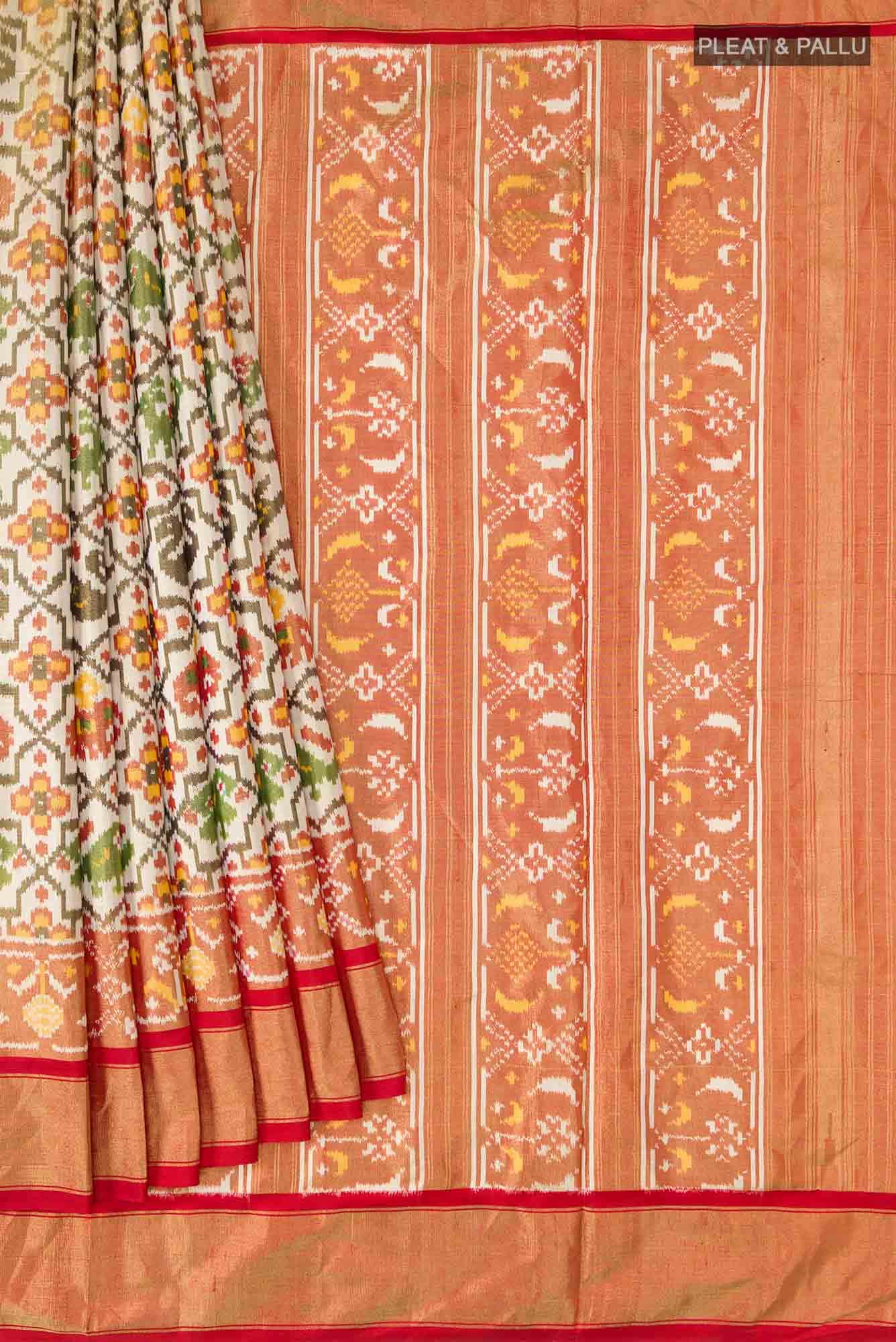 Beige Rajkot Patola Silk Saree