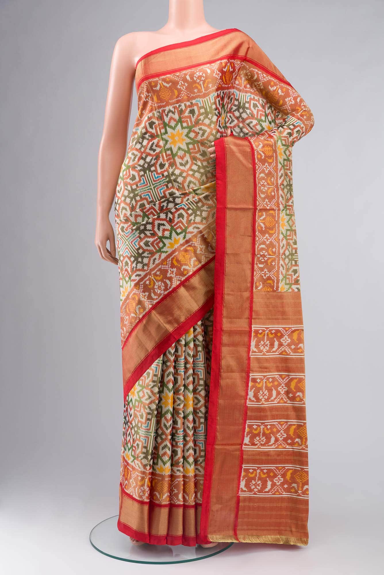 Beige Rajkot Patola Silk Saree