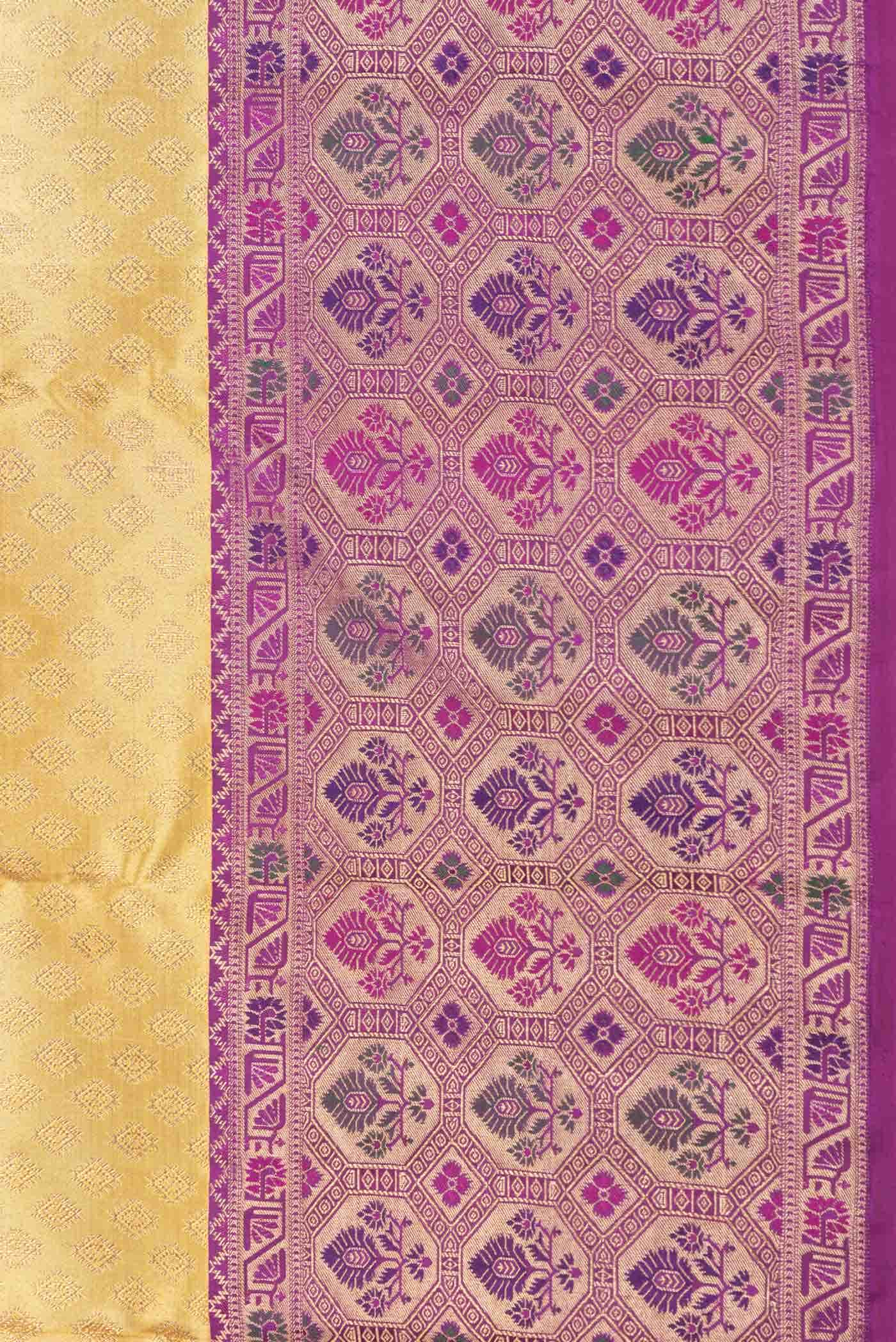 Pure Silk Pure Zari Gold Dual Tone Kanchipuram Saree