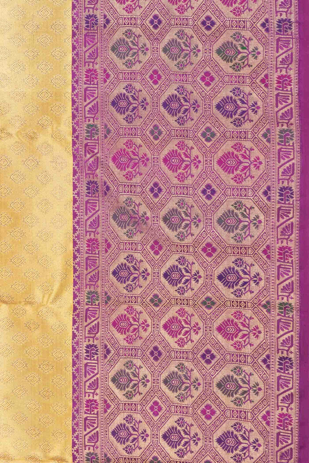 Pure Silk Pure Zari Gold Dual Tone Kanchipuram Saree