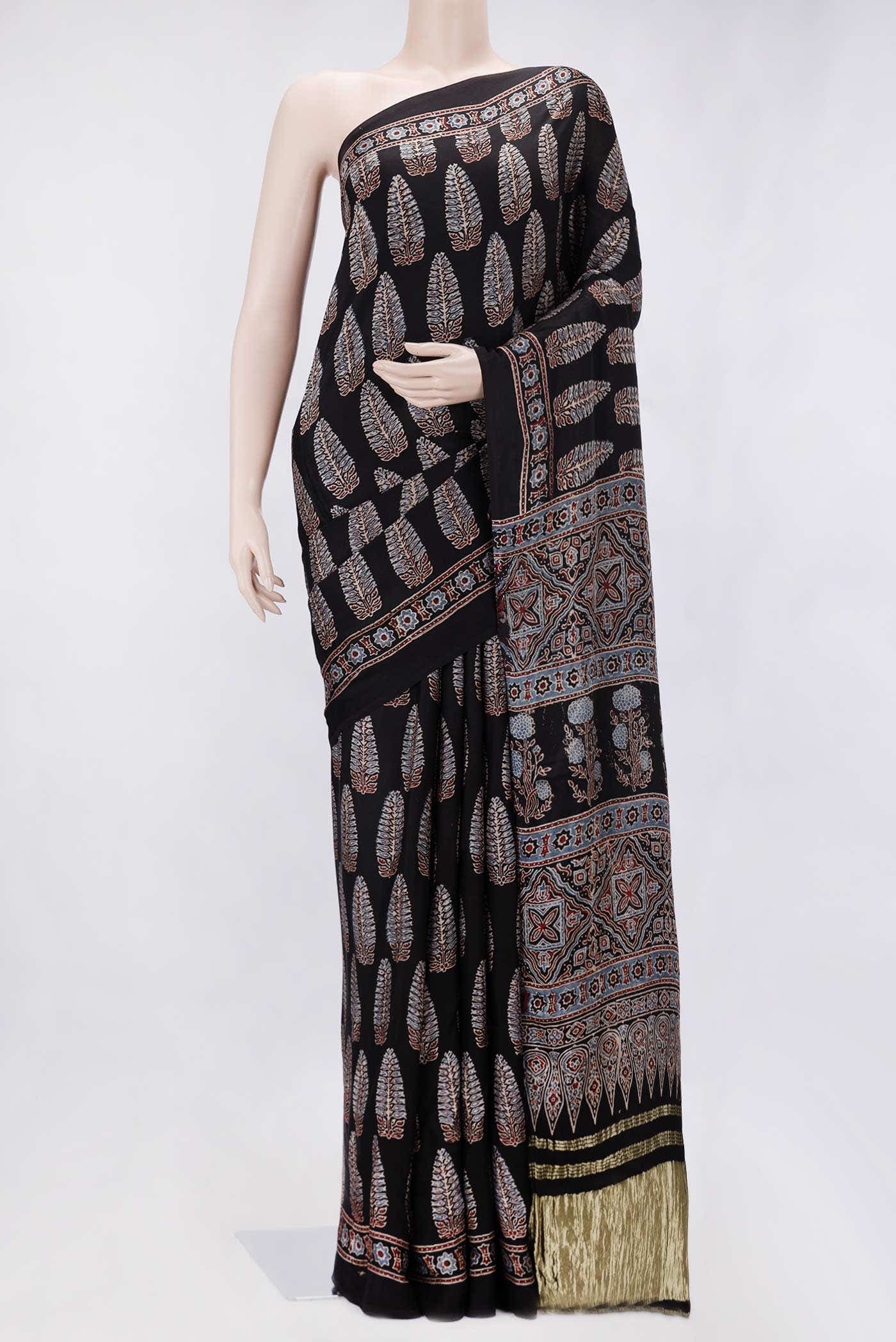 Black Dual Tone Mysore Crepe Saree